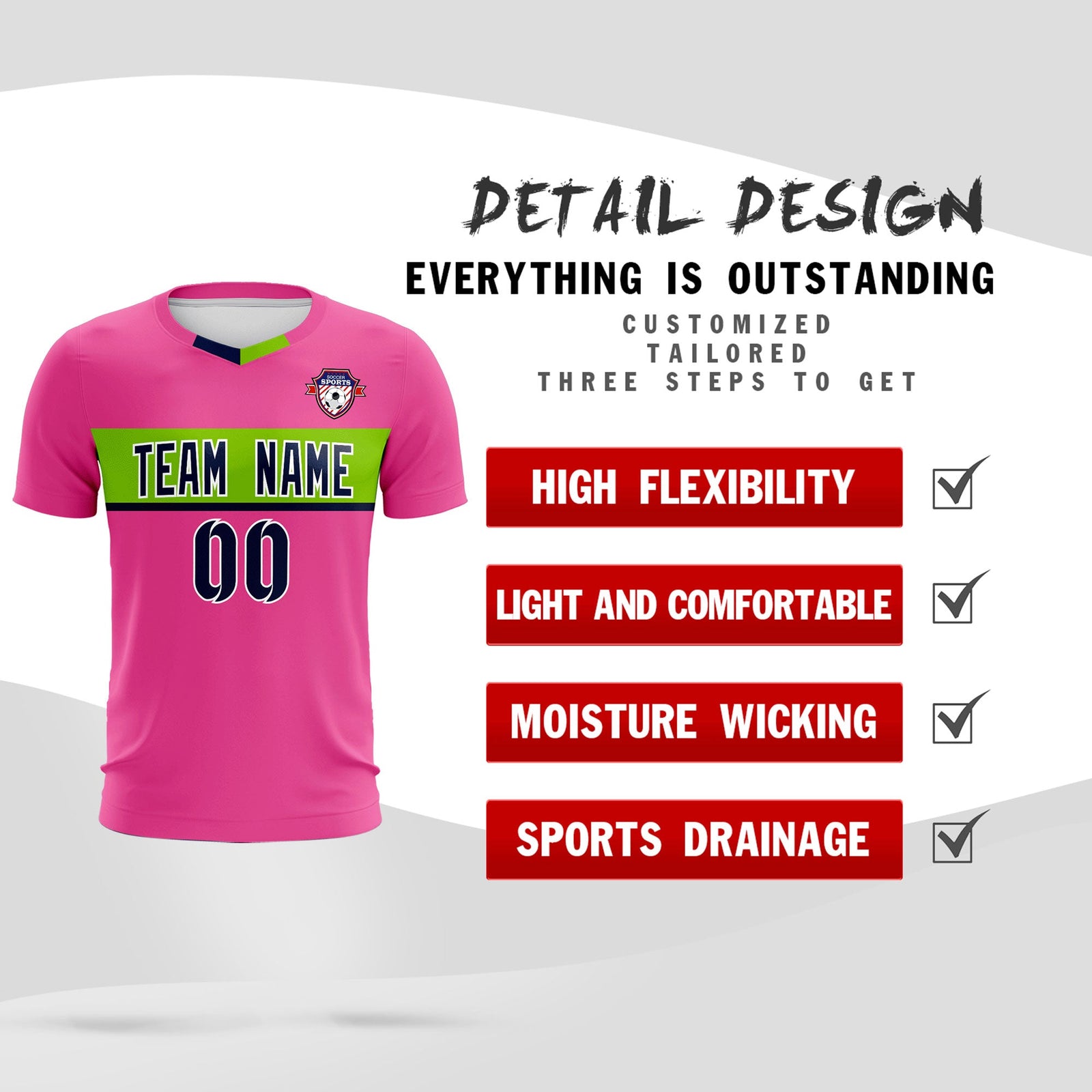 Custom Pink Classic Sports Sets Soccer Shirt Jersey