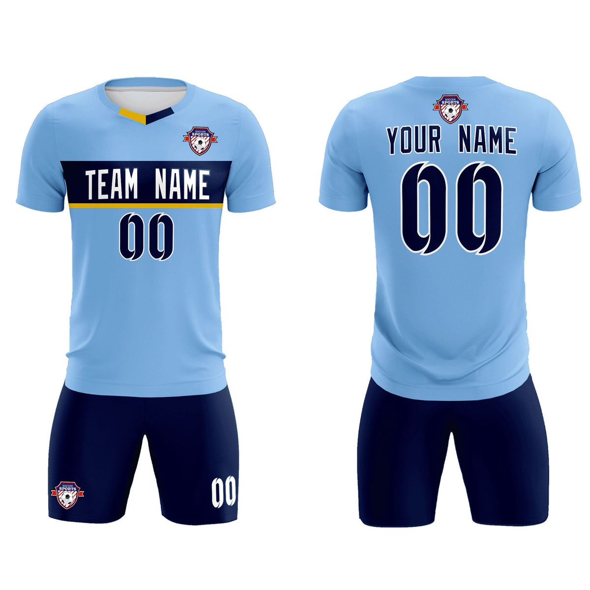Custom Light Blue Classic Sports Sets Soccer Shirt Jersey