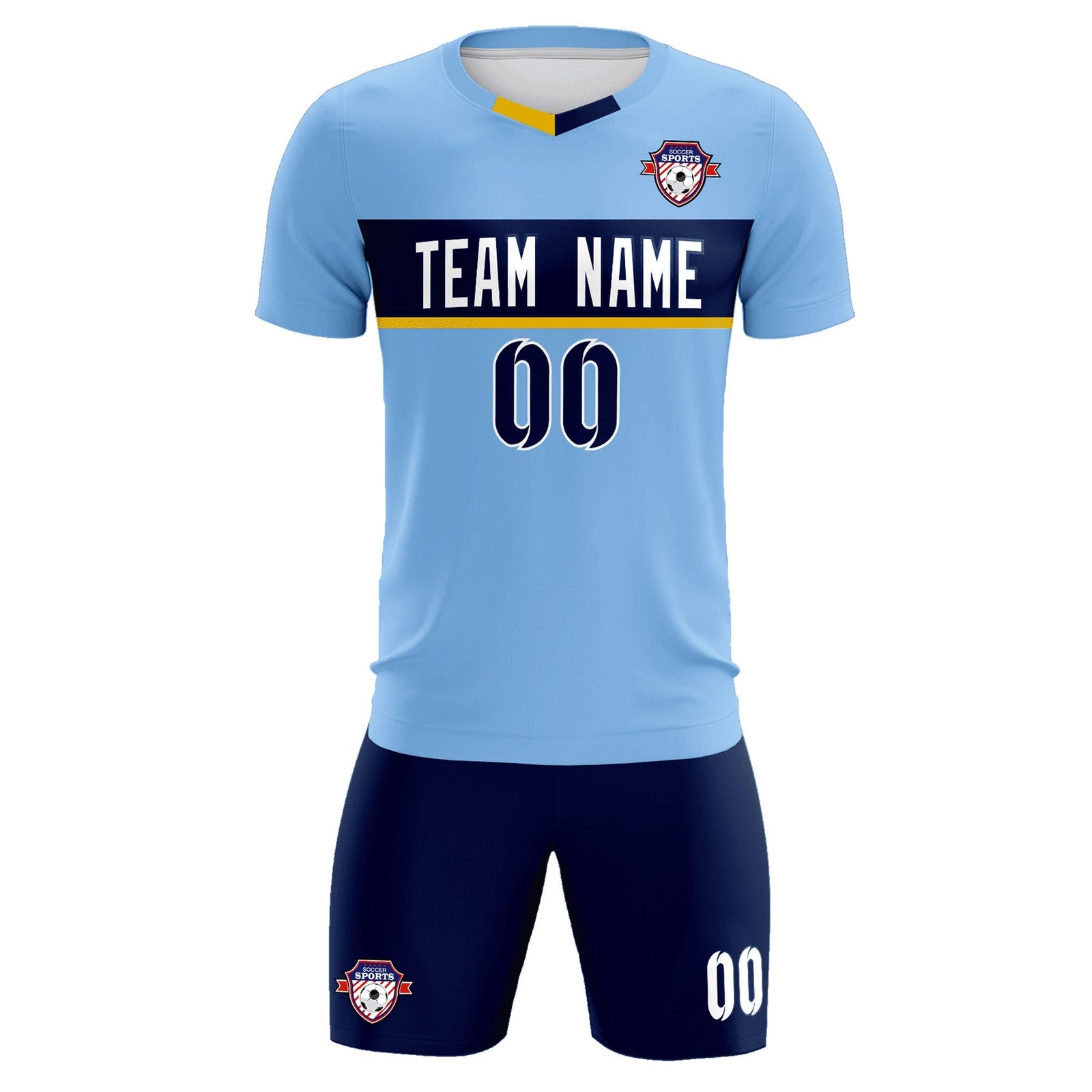 Custom Light Blue Classic Sports Sets Soccer Shirt Jersey