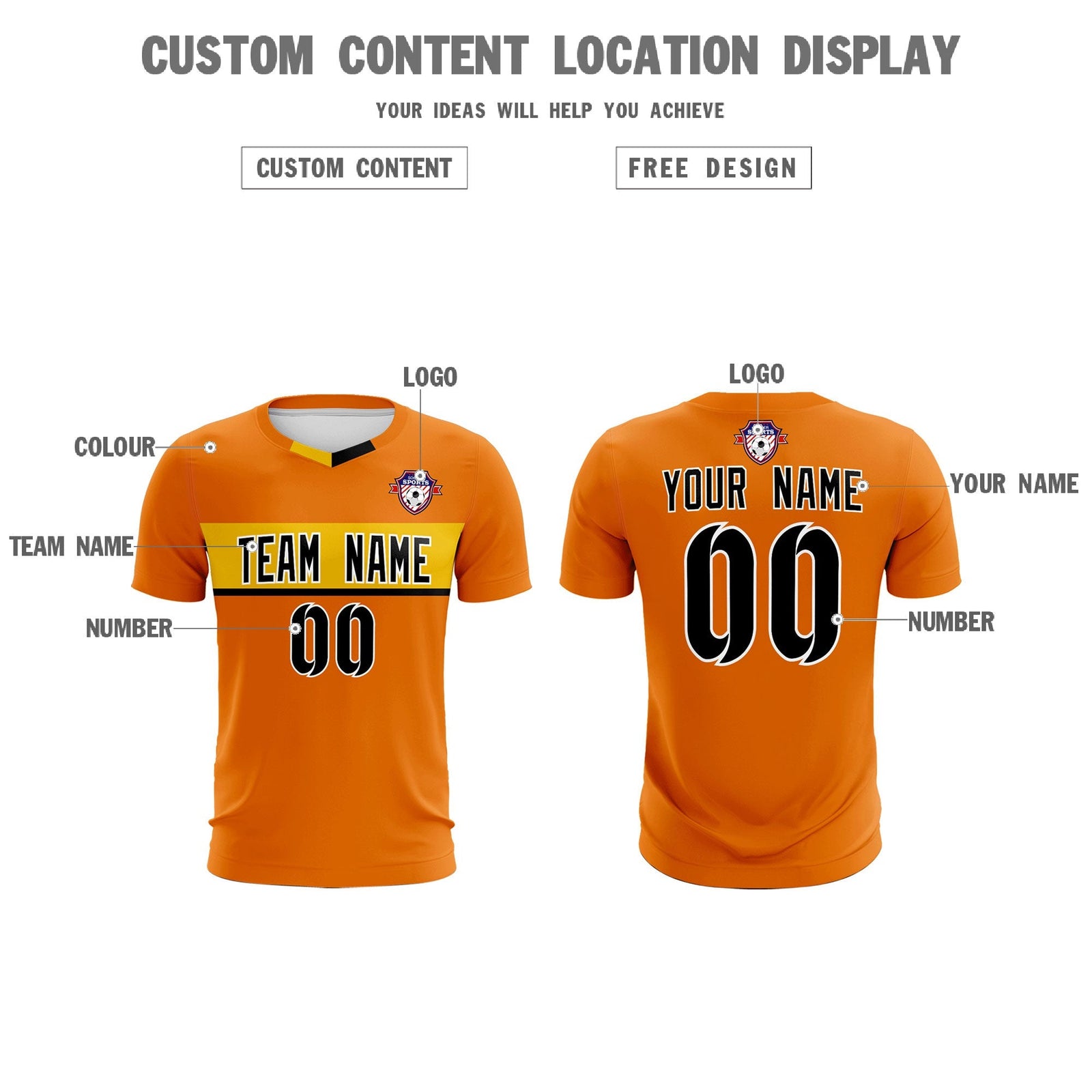 Custom Orange Classic Sports Sets Soccer Shirt Jersey