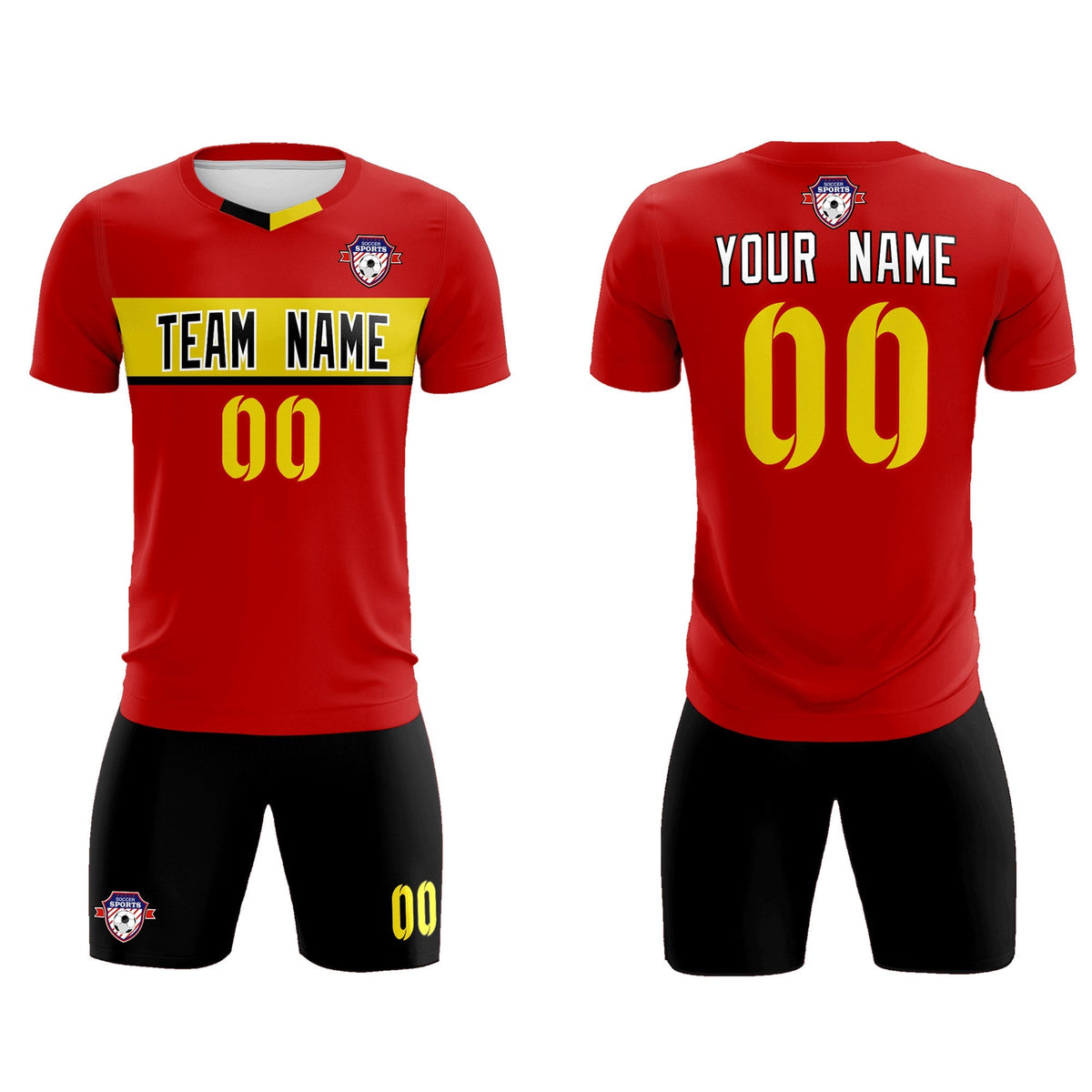 Custom Red Classic Sports Sets Soccer Shirt Jersey