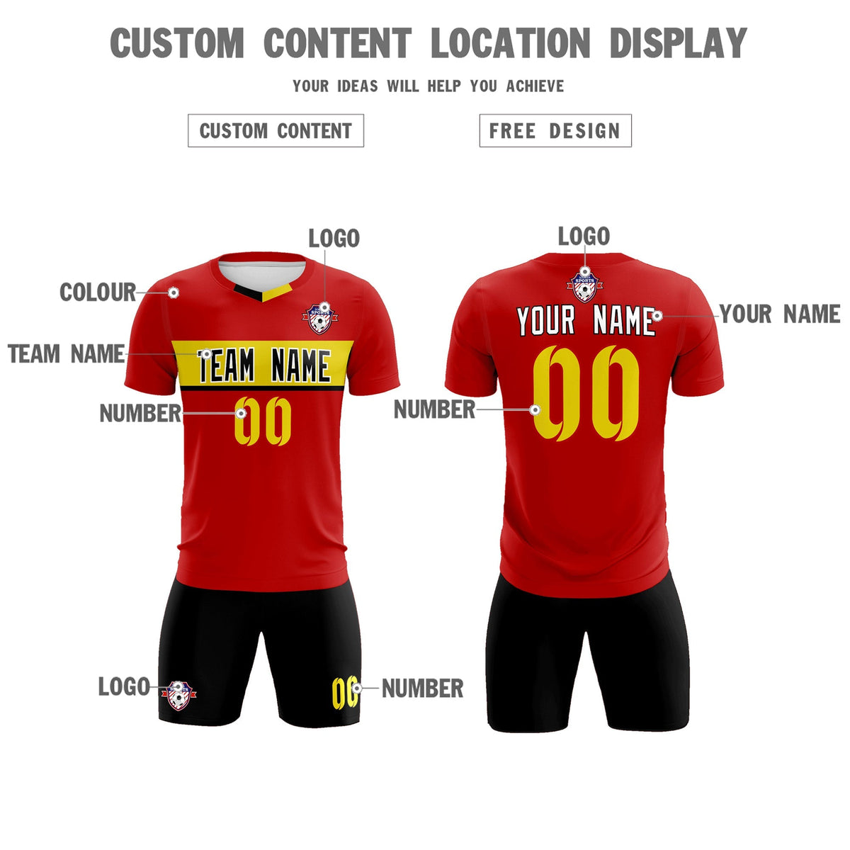 Custom Red Classic Sports Sets Soccer Shirt Jersey