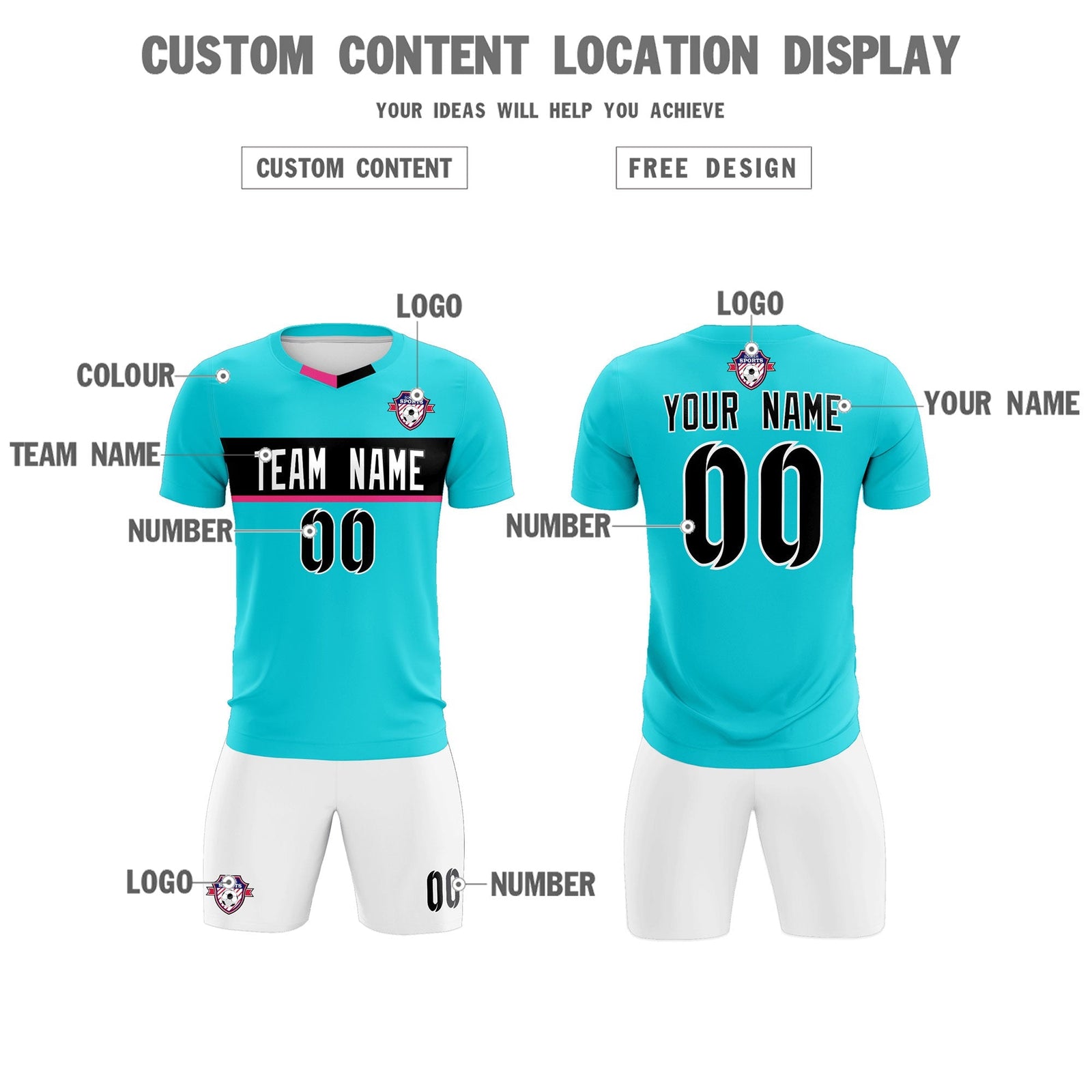 Custom Sky Blue Classic Sports Sets Soccer Shirt Jersey