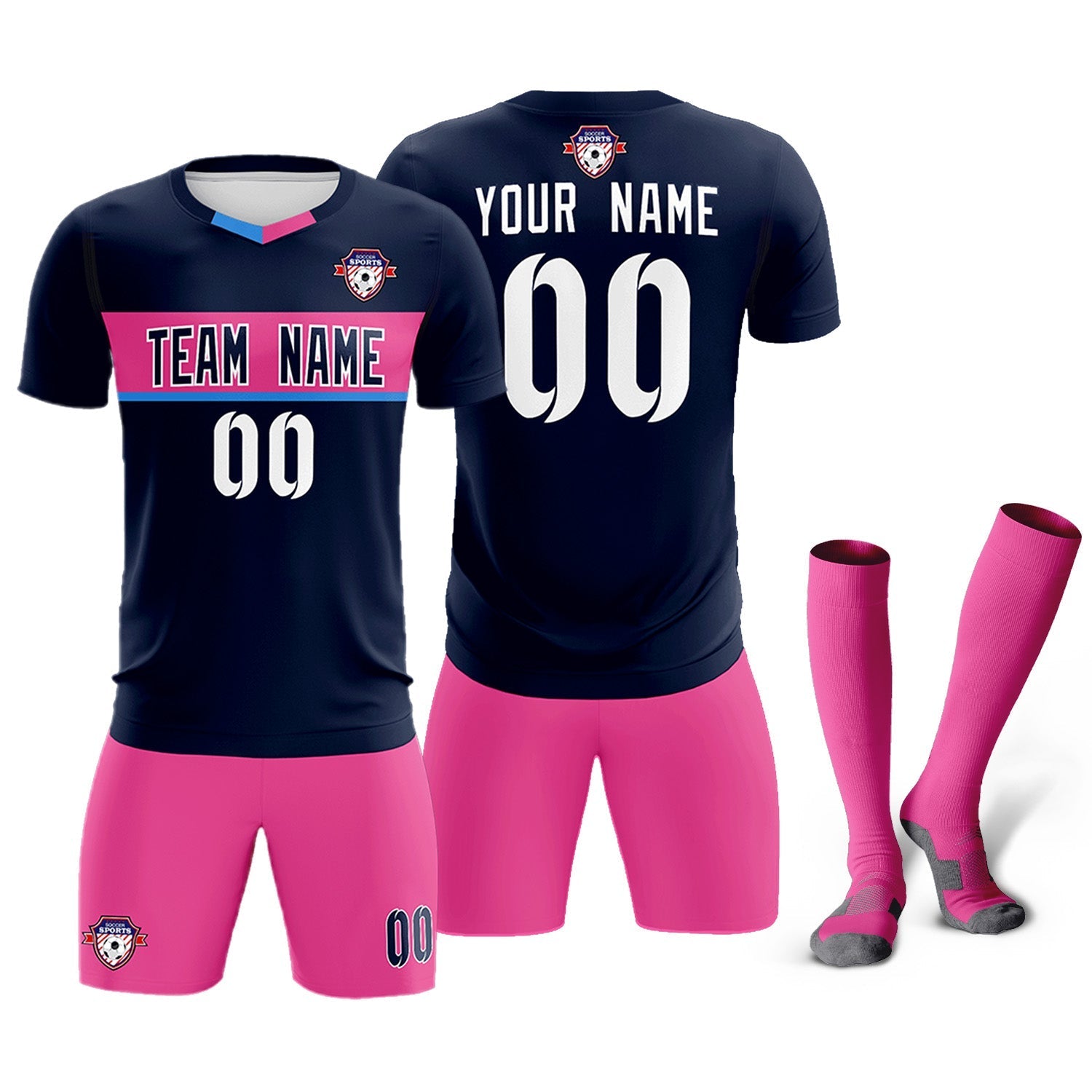Custom Navy Classic Sports Sets Soccer Shirt Jersey