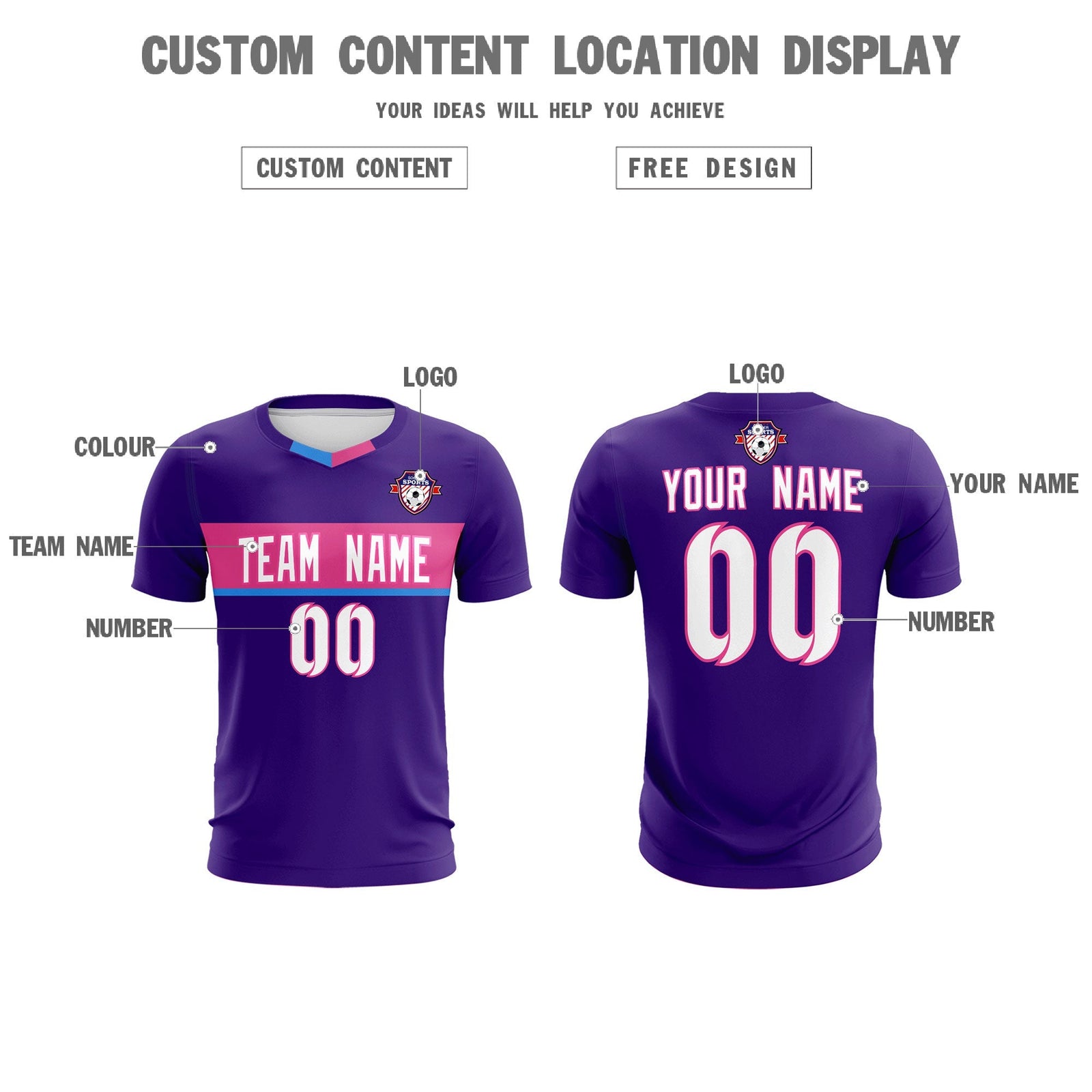 Custom Purple Classic Sports Sets Soccer Shirt Jersey