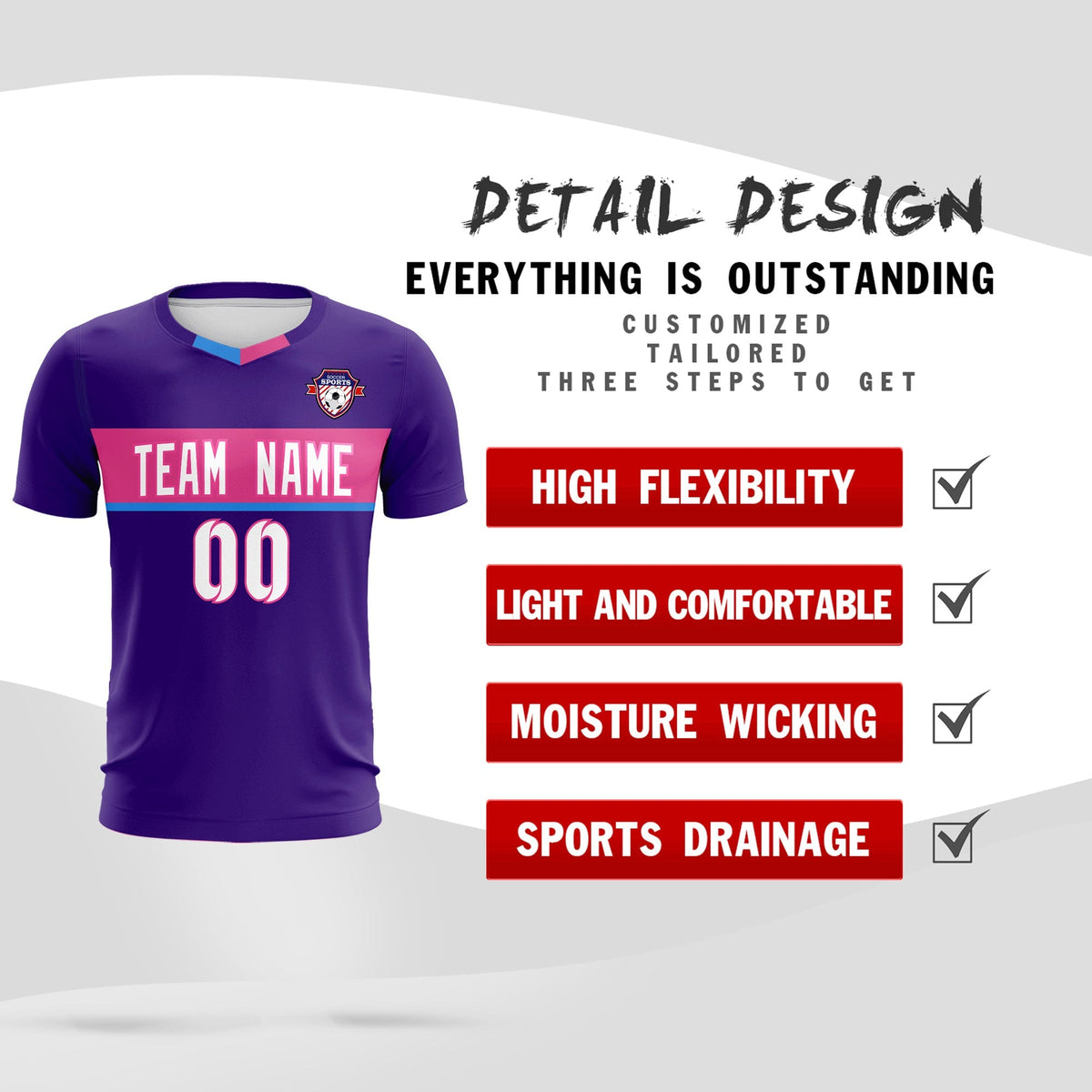 Custom Purple Classic Sports Sets Soccer Shirt Jersey