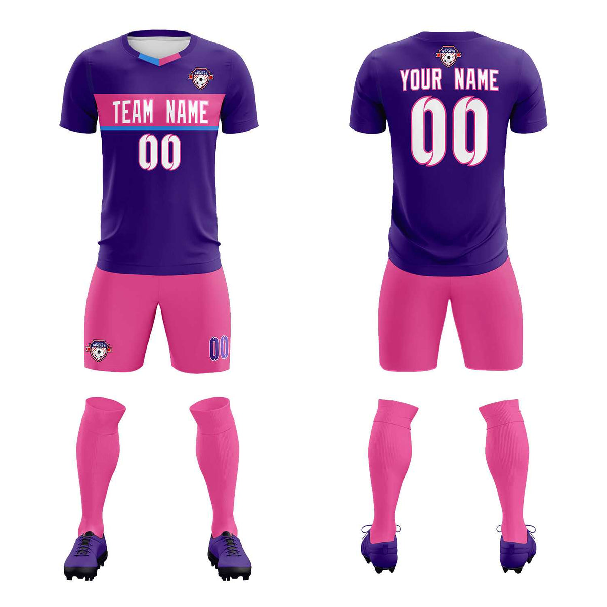 Custom Purple Classic Sports Sets Soccer Shirt Jersey