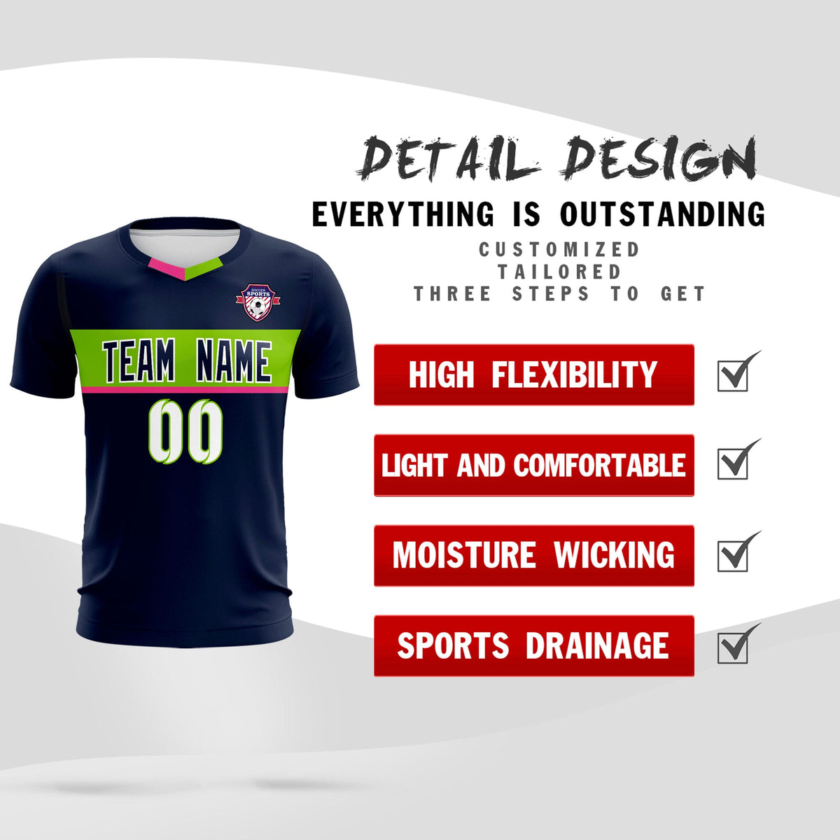 Custom Navy Classic Sports Sets Soccer Shirt Jersey