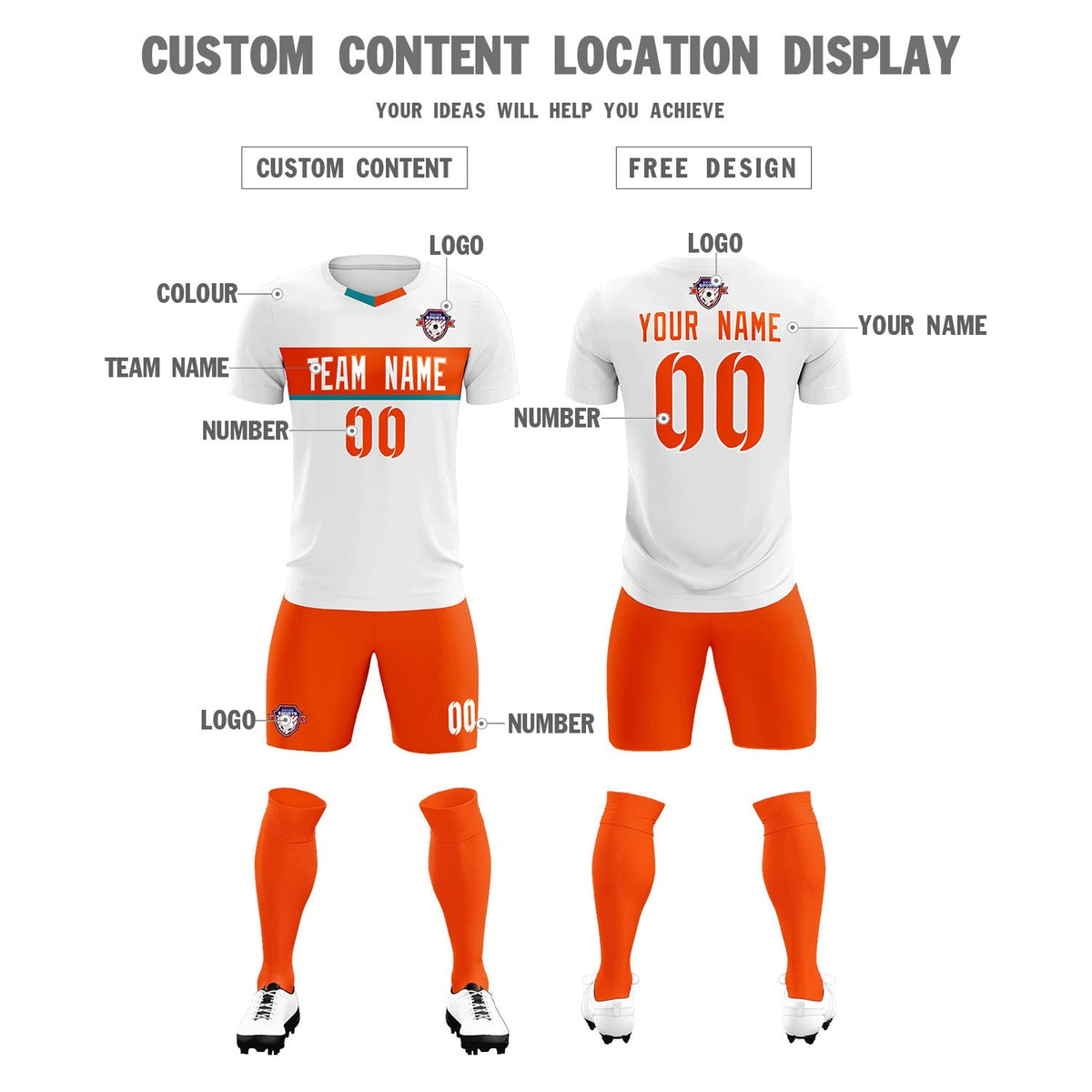 Custom White Classic Sports Sets Soccer Shirt Jersey