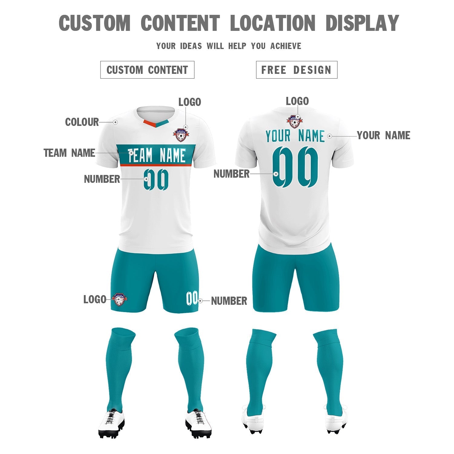 Custom White Classic Sports Sets Soccer Shirt Jersey