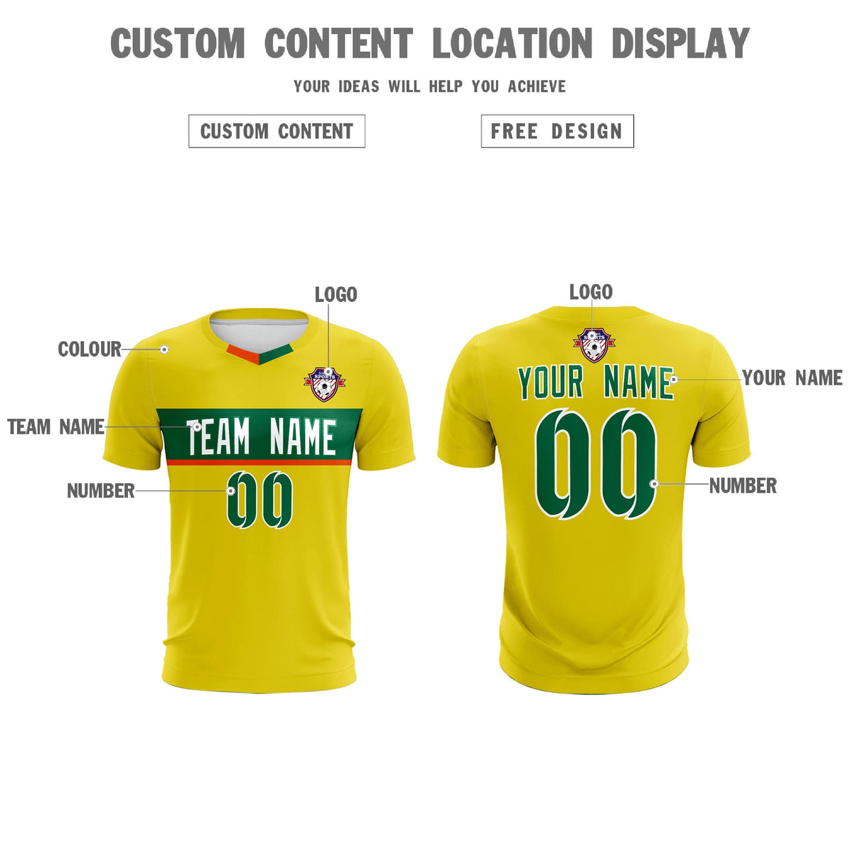 Custom Gold Classic Sports Sets Soccer Shirt Jersey