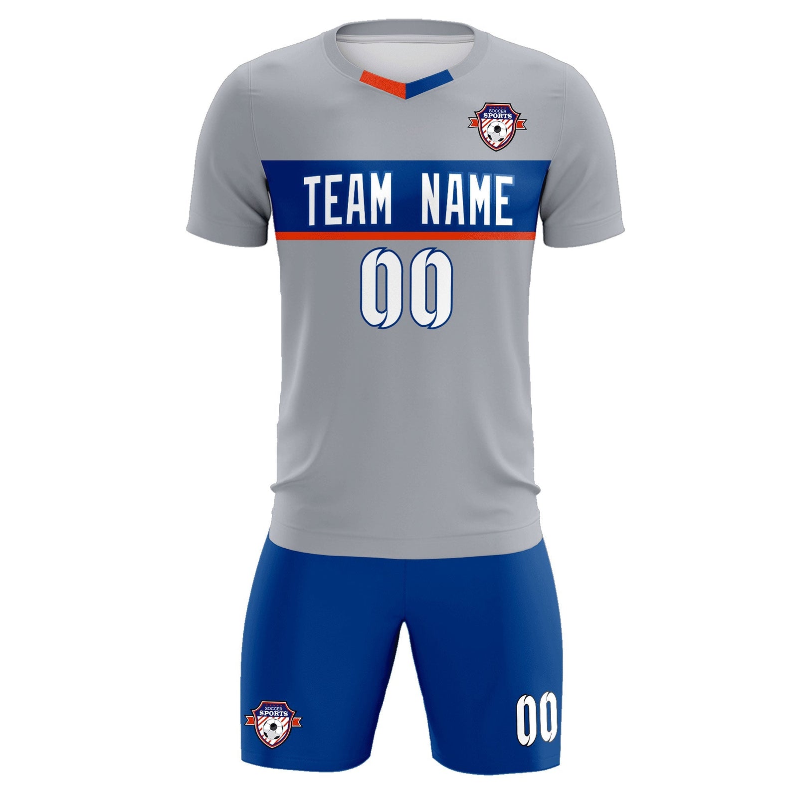 Custom Gray Classic Sports Sets Soccer Shirt Jersey