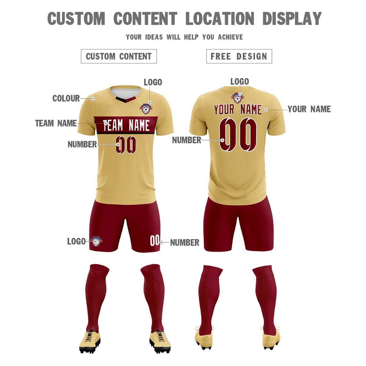 Custom Khaki Classic Sports Sets Soccer Shirt Jersey
