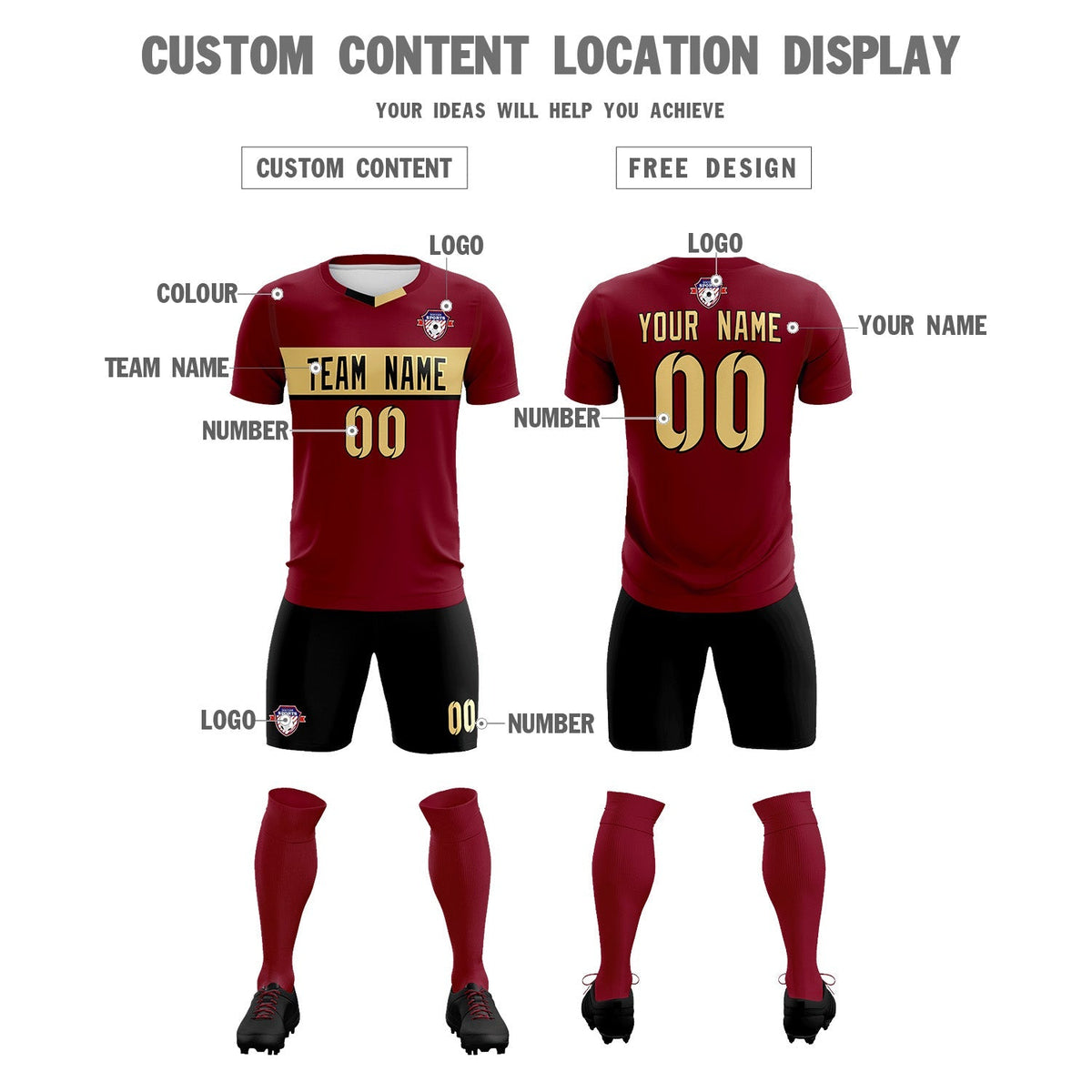 Custom Crimson Classic Sports Sets Soccer Shirt Jersey