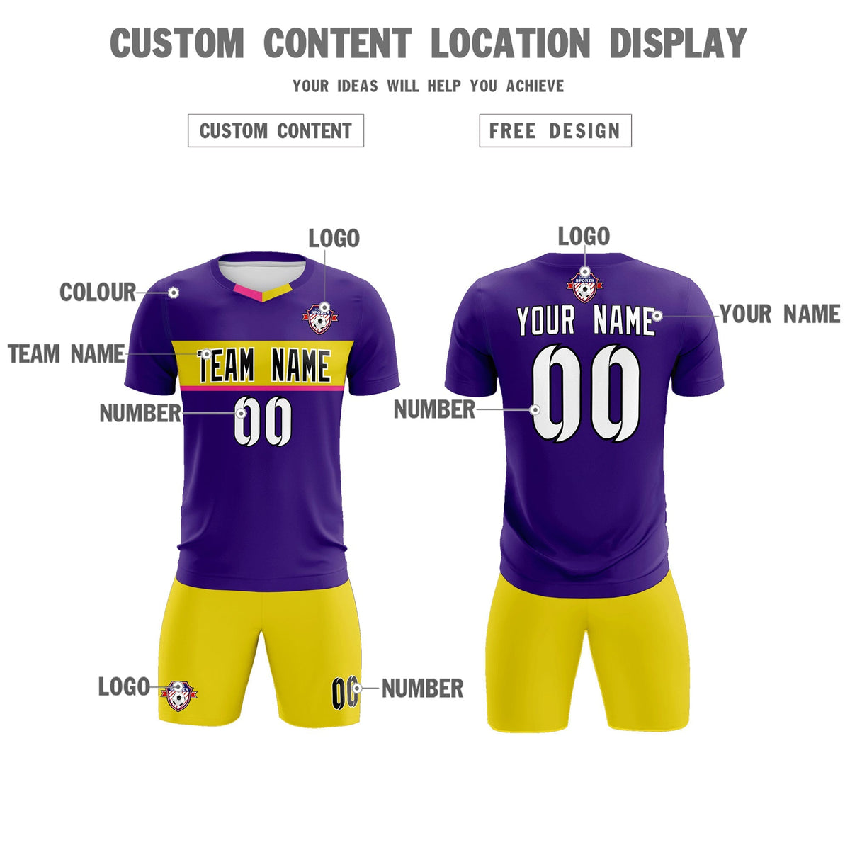 Custom Purple Classic Sports Sets Soccer Shirt Jersey
