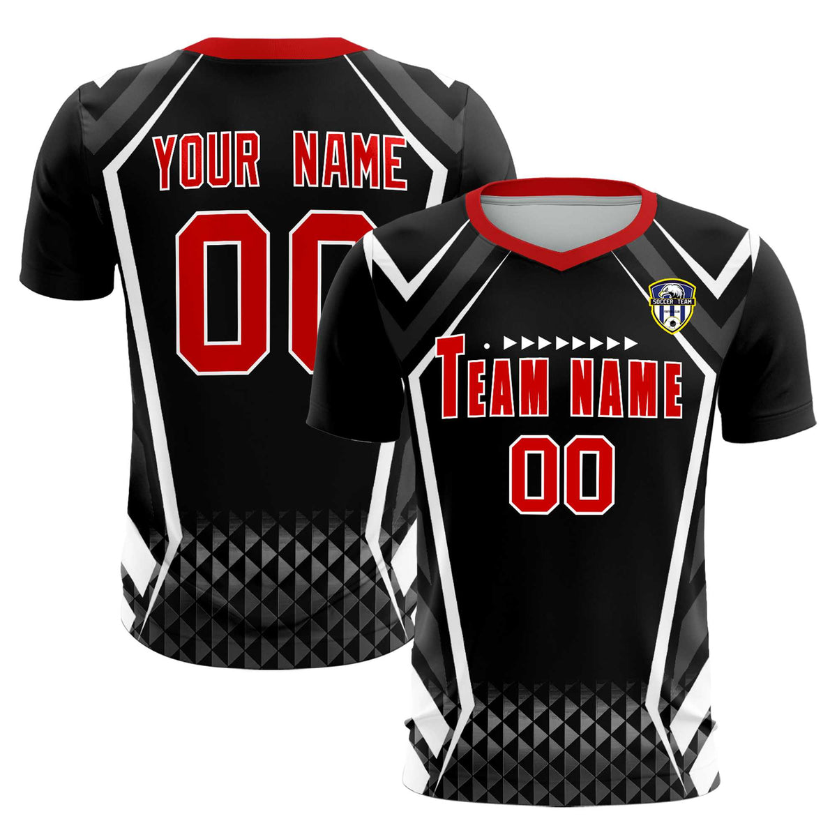 Custom Black Abstract Breathable Soccer Tops/Sets Jersey