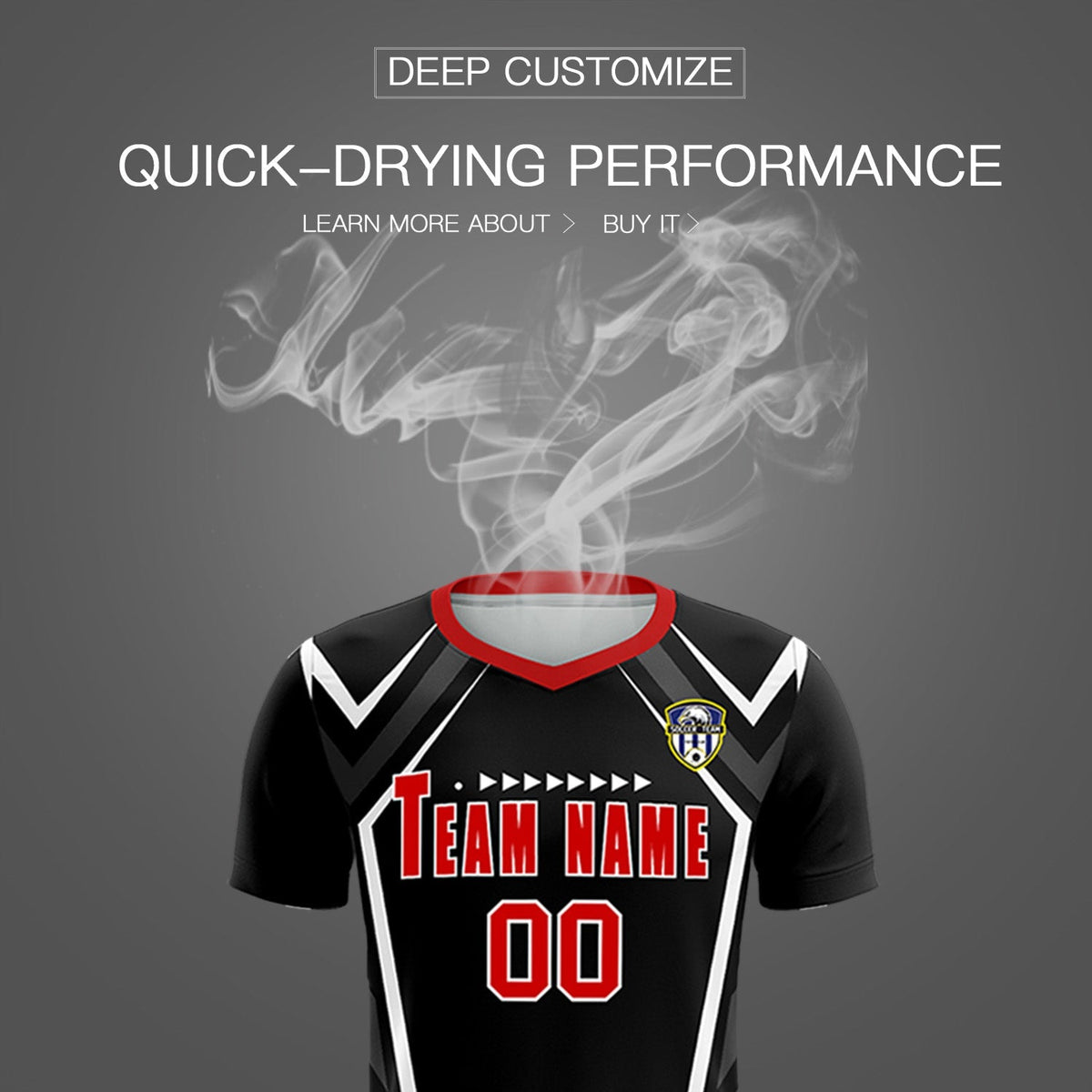 Custom Black Abstract Breathable Soccer Tops/Sets Jersey