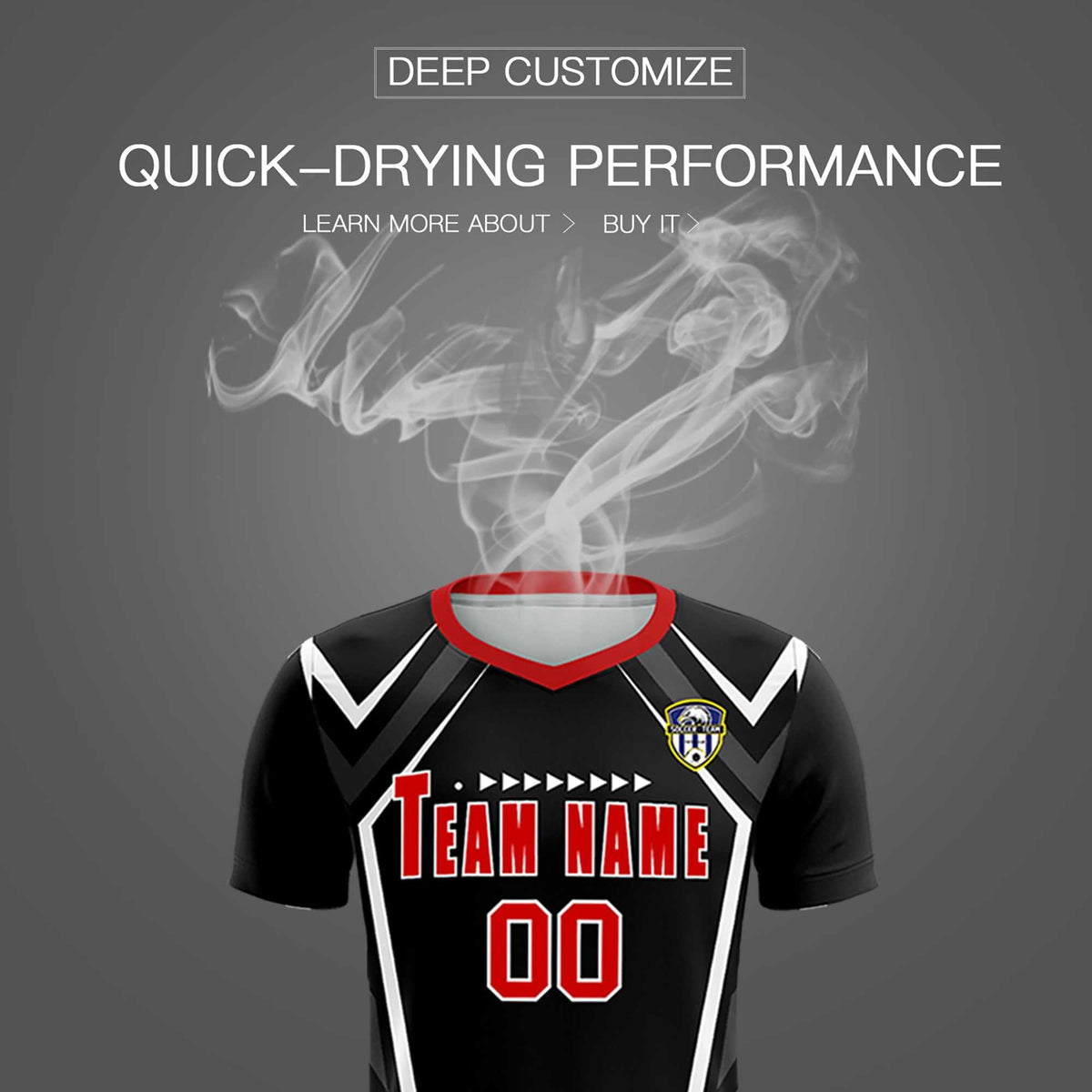 Custom Black Abstract Breathable Soccer Tops/Sets Jersey