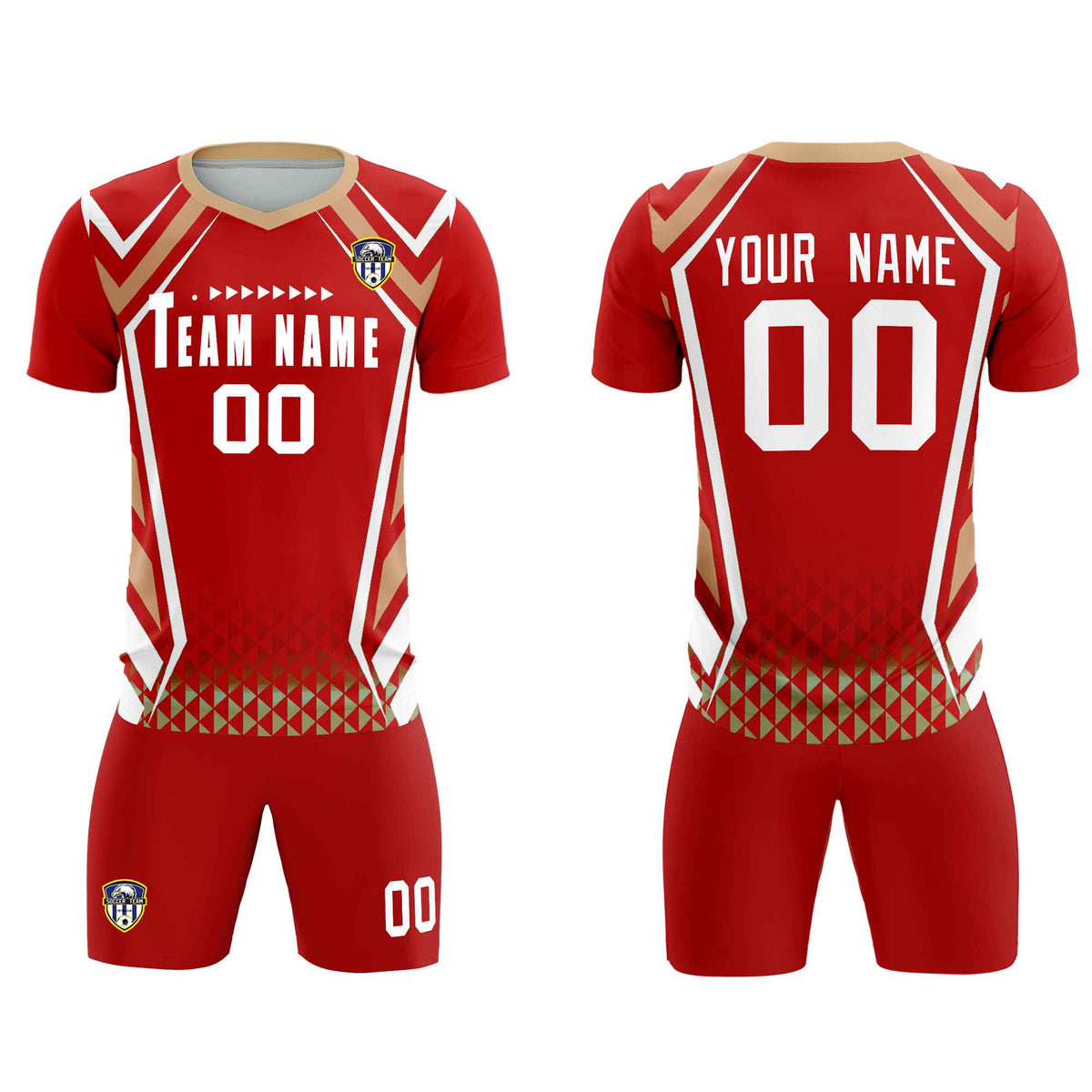 Custom Red Abstract Breathable Soccer Tops/Sets Jersey