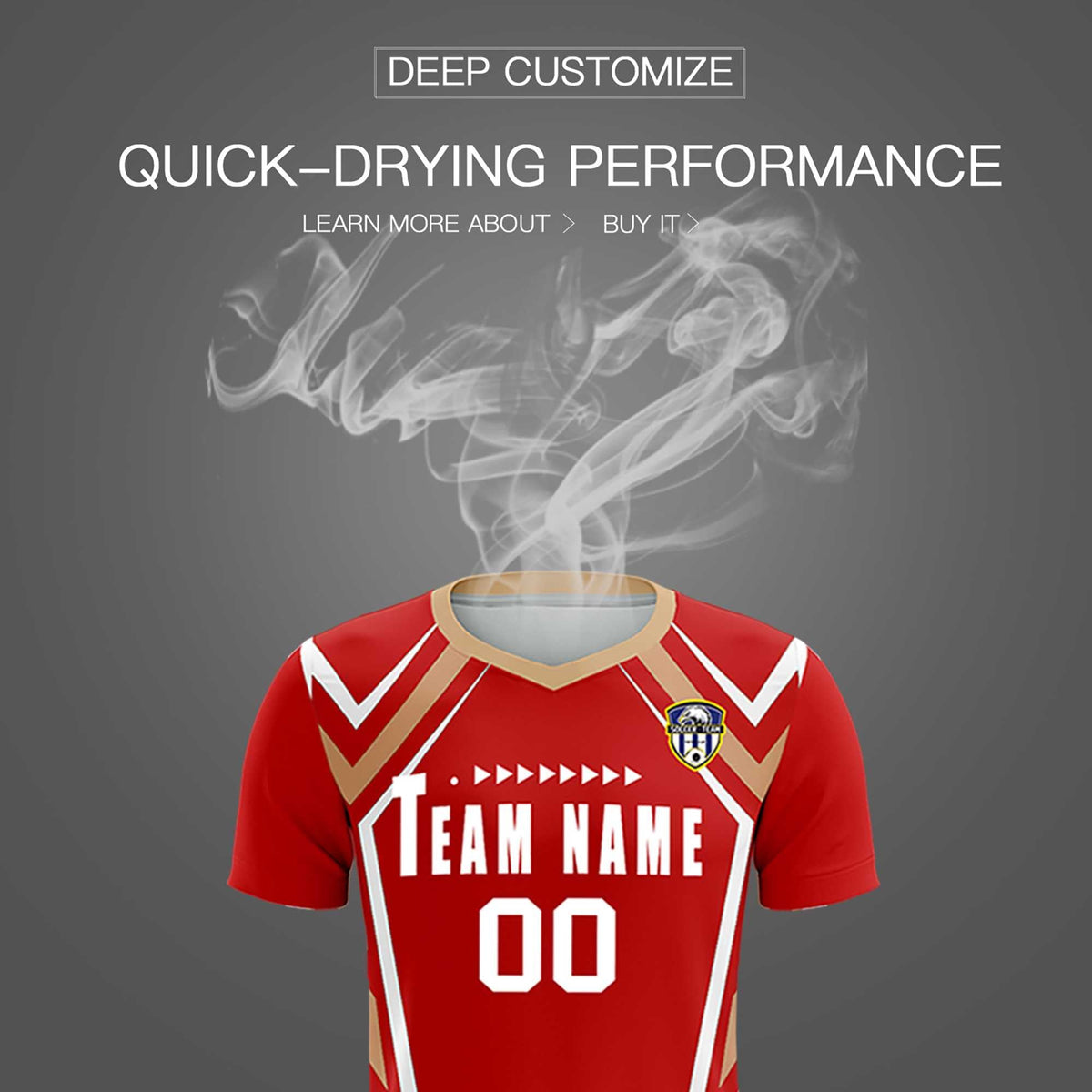 Custom Red Abstract Breathable Soccer Tops/Sets Jersey