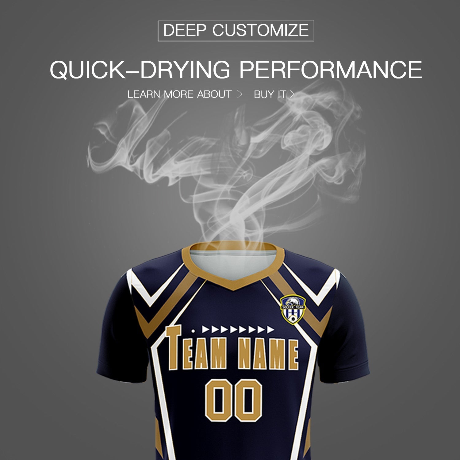 Custom Navy Abstract Breathable Soccer Tops/Sets Jersey