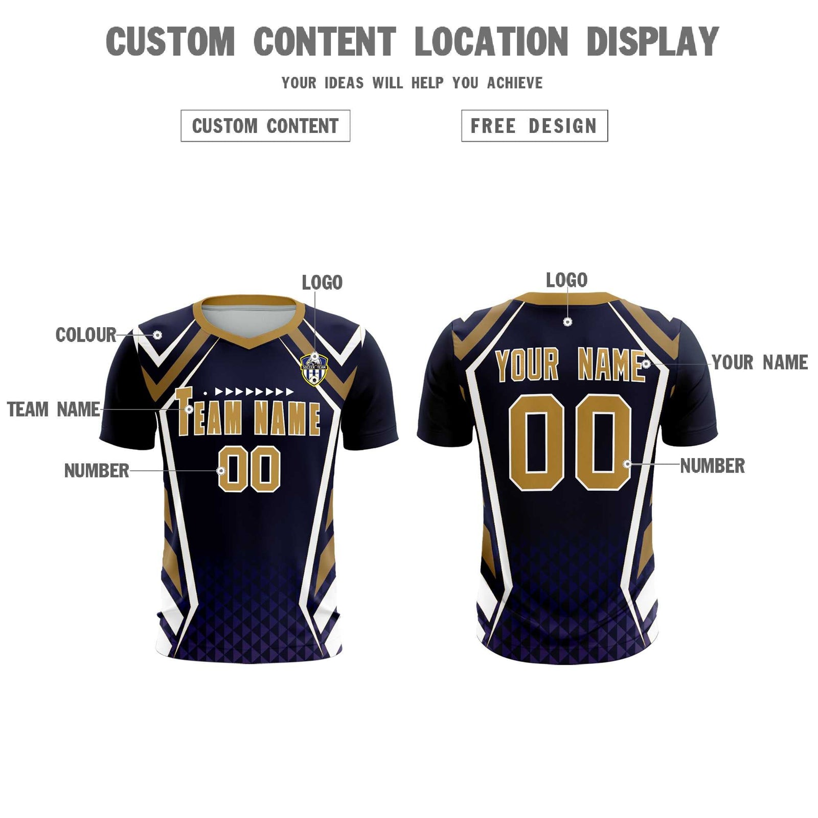 Custom Navy Abstract Breathable Soccer Tops/Sets Jersey