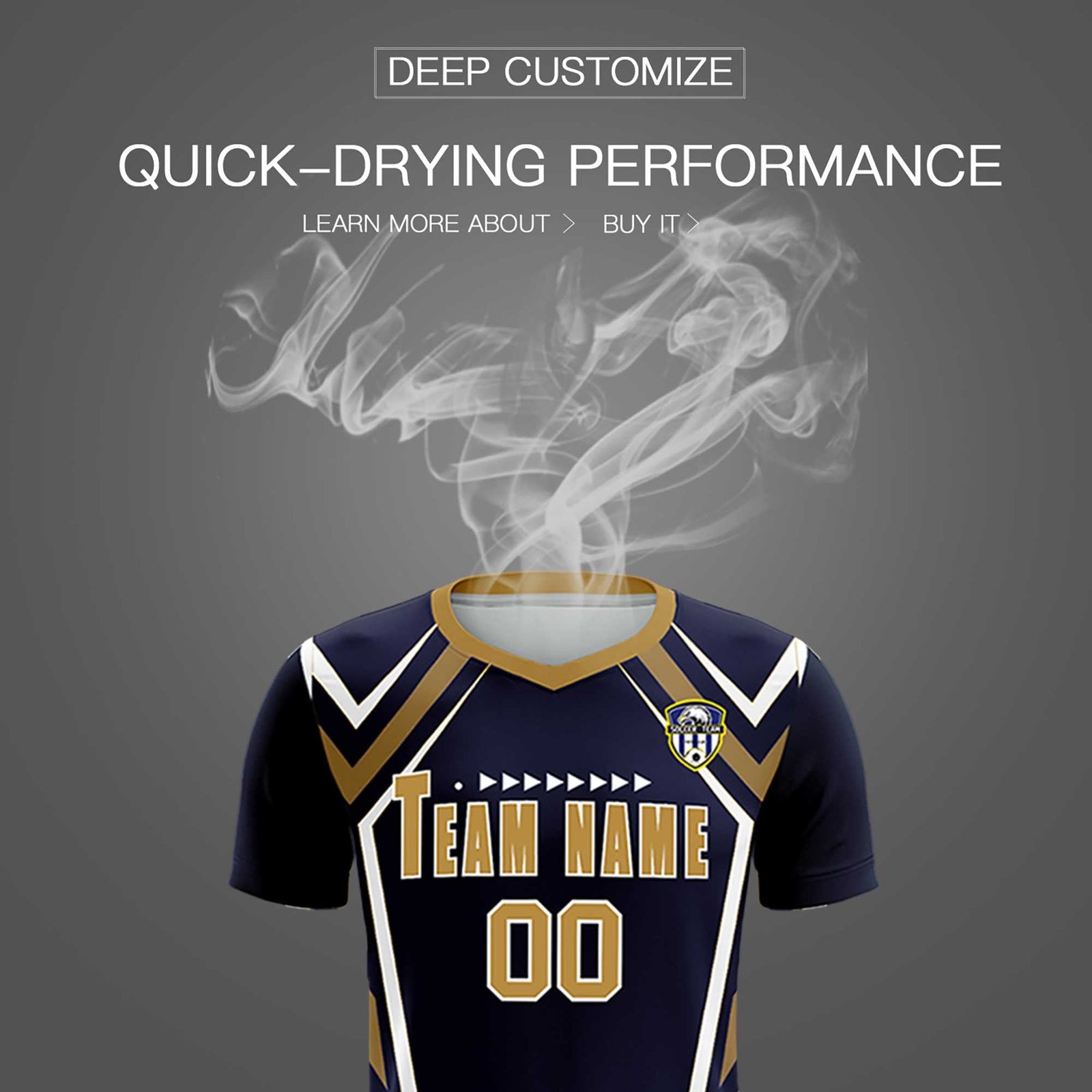 Custom Navy Abstract Breathable Soccer Tops/Sets Jersey