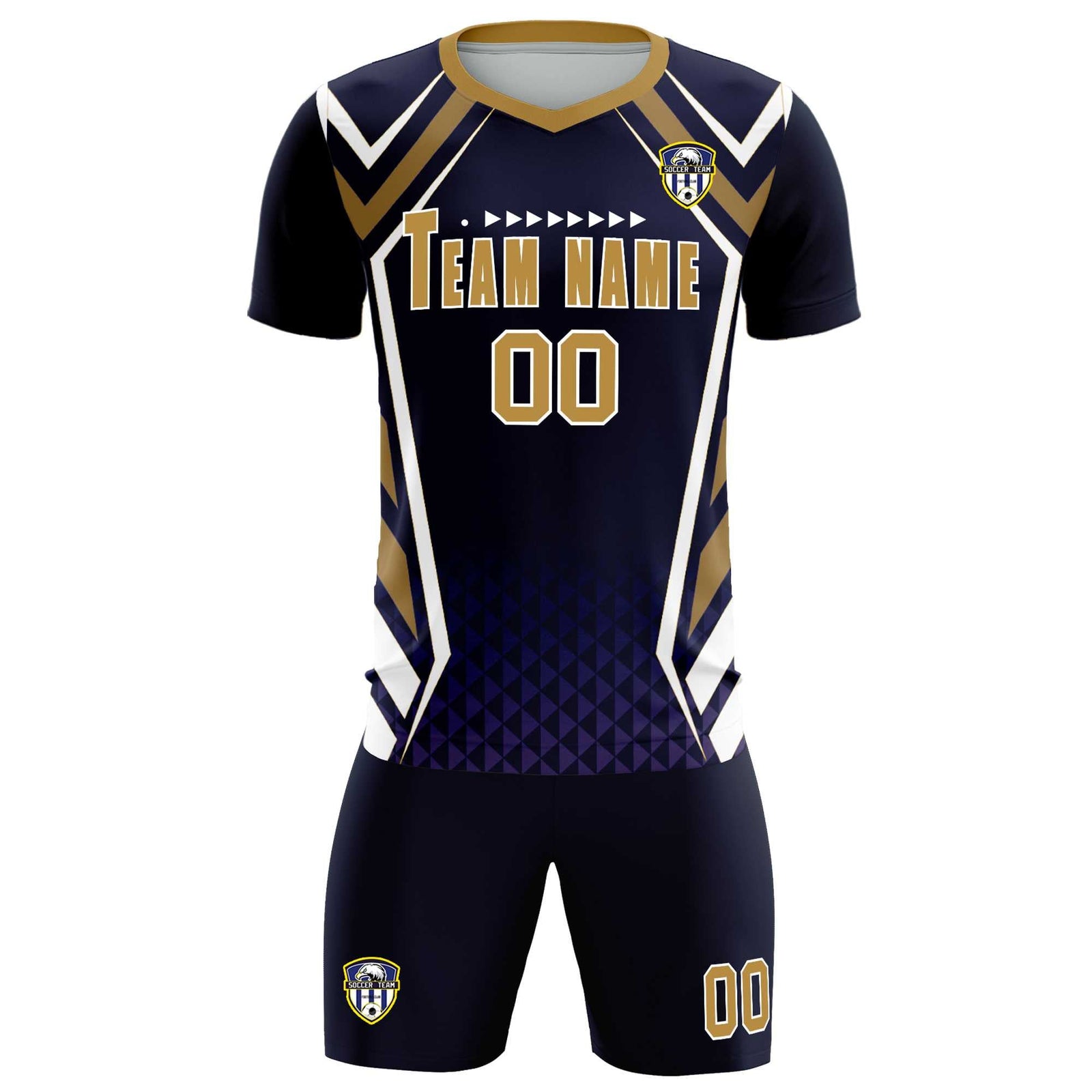 Custom Navy Abstract Breathable Soccer Tops/Sets Jersey