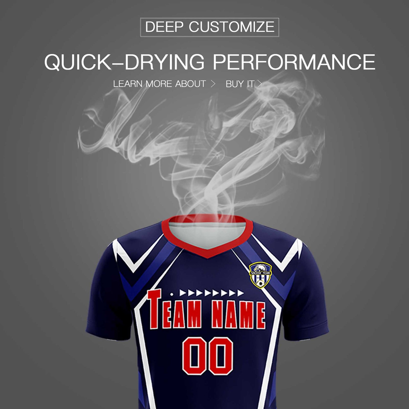 Custom Navy Abstract Breathable Soccer Tops/Sets Jersey