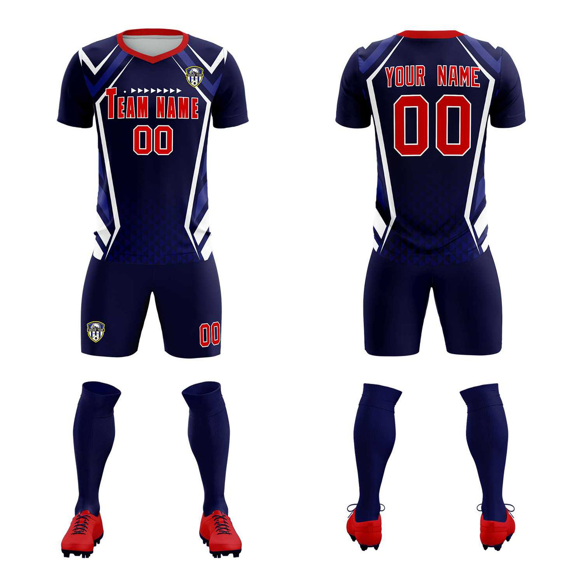 Custom Navy Abstract Breathable Soccer Tops/Sets Jersey