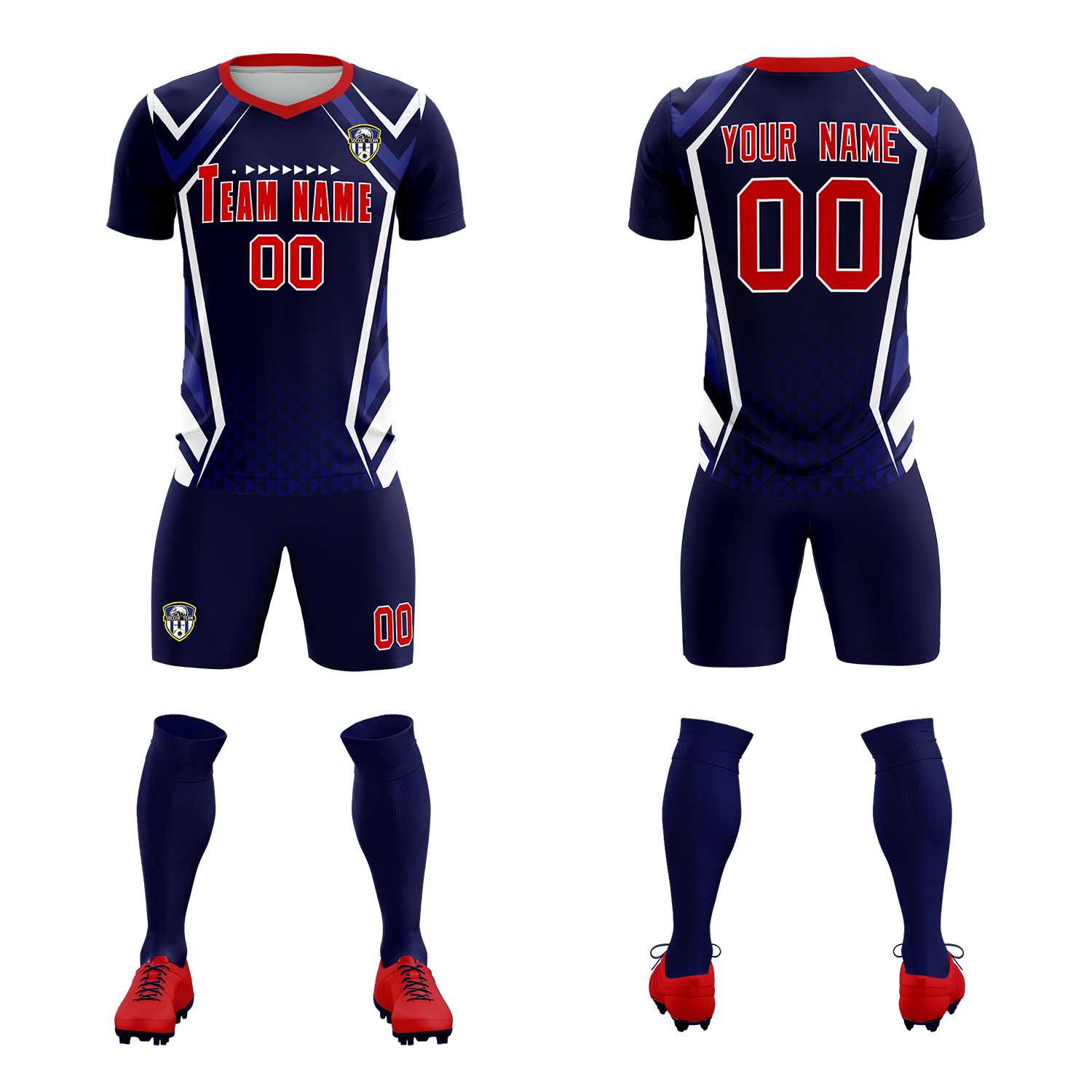 Custom Navy Abstract Breathable Soccer Tops/Sets Jersey