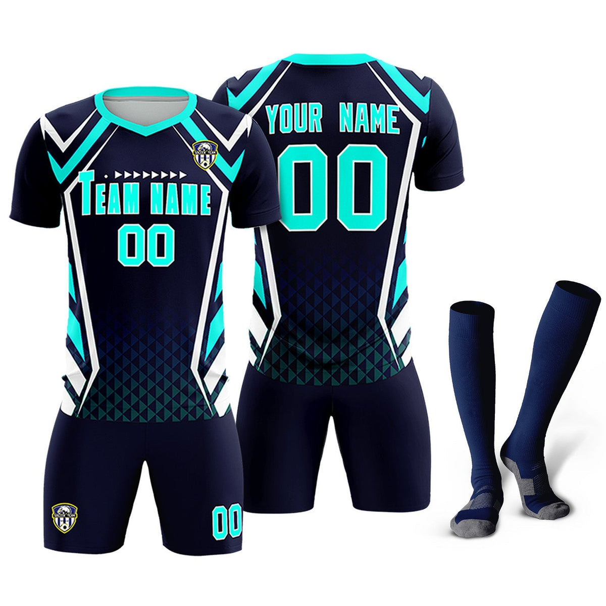 Custom Navy Abstract Breathable Soccer Tops/Sets Jersey