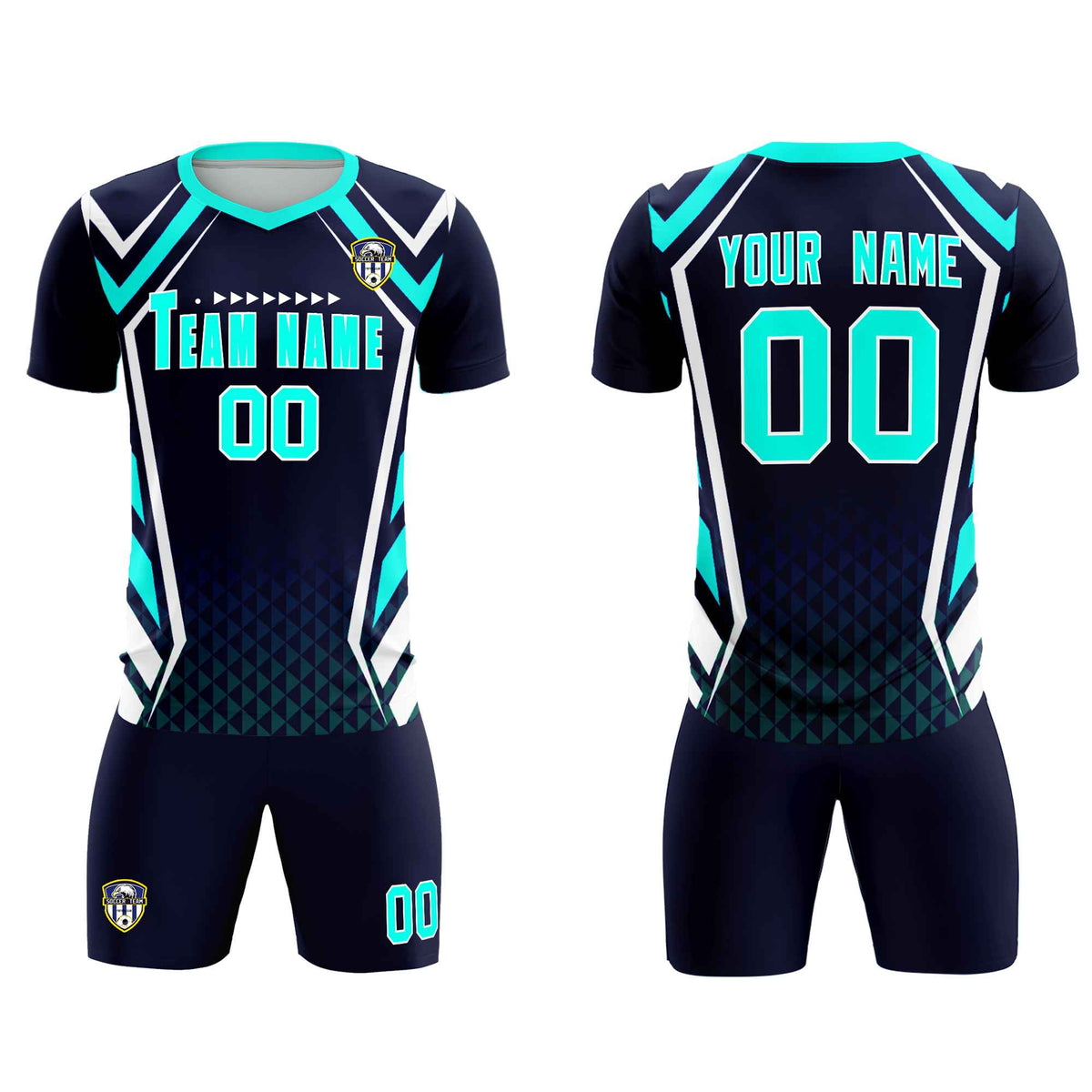 Custom Navy Abstract Breathable Soccer Tops/Sets Jersey