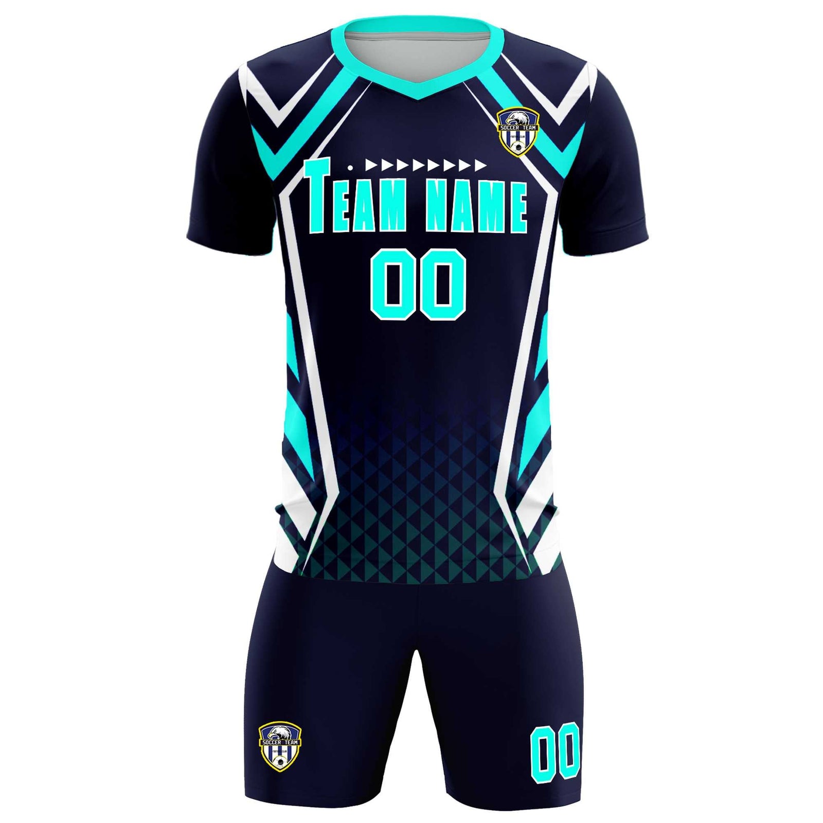 Custom Navy Abstract Breathable Soccer Tops/Sets Jersey