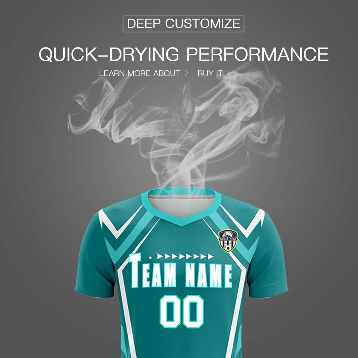 Custom Sky Blue Abstract Breathable Soccer Tops/Sets Jersey
