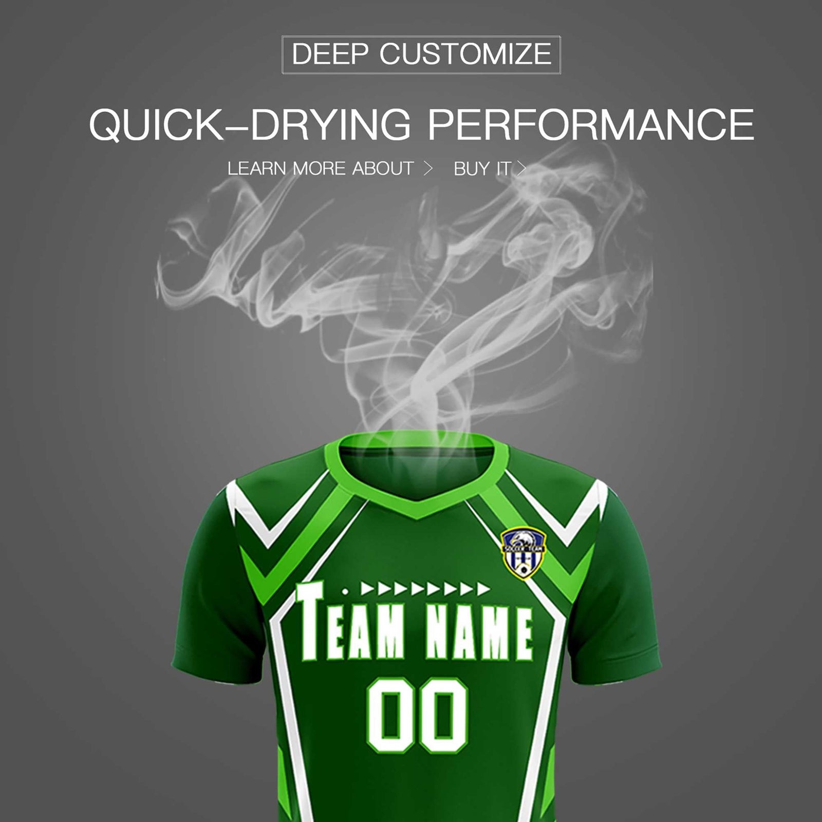 Custom Green Abstract Breathable Soccer Tops/Sets Jersey