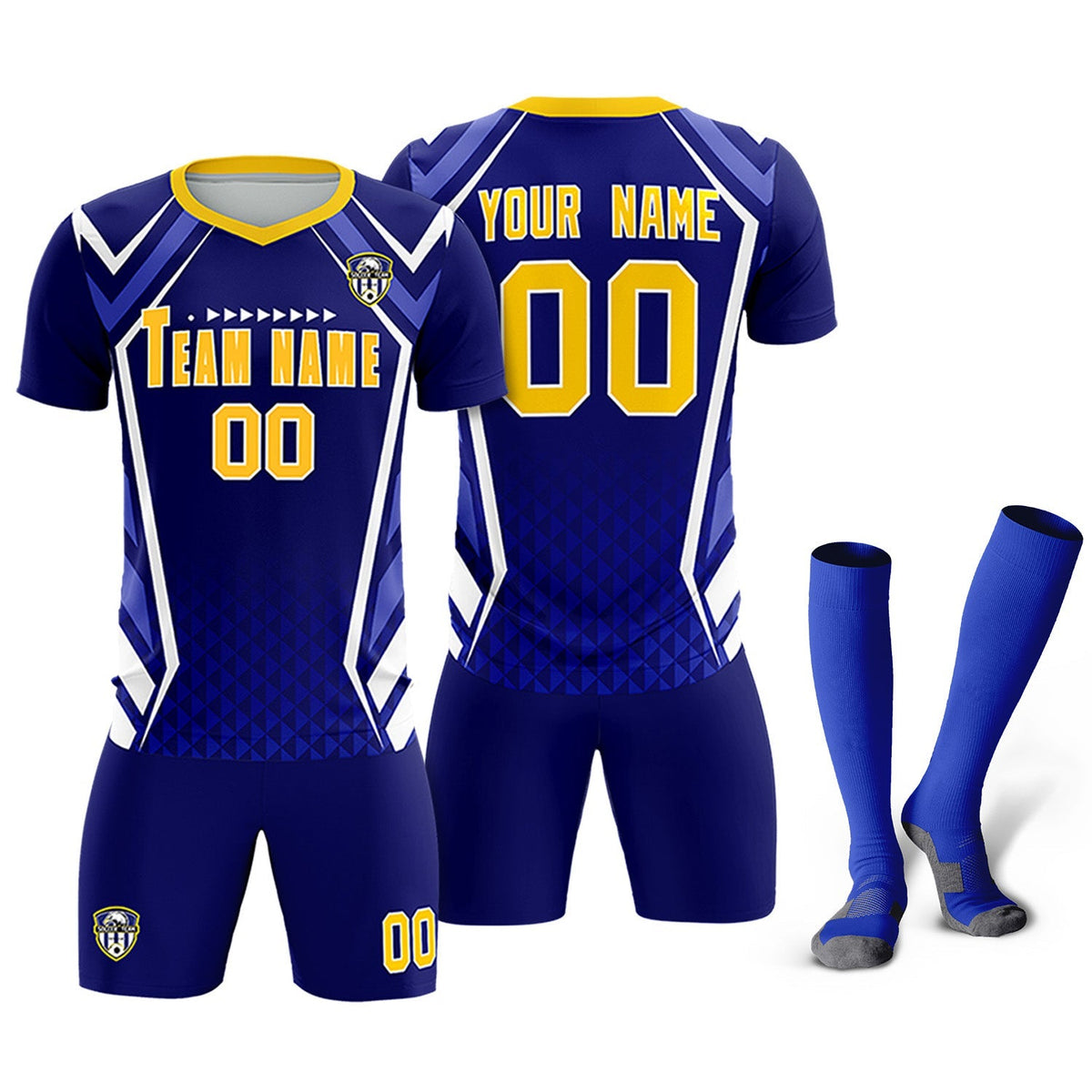 Custom Royal Abstract Breathable Soccer Tops/Sets Jersey