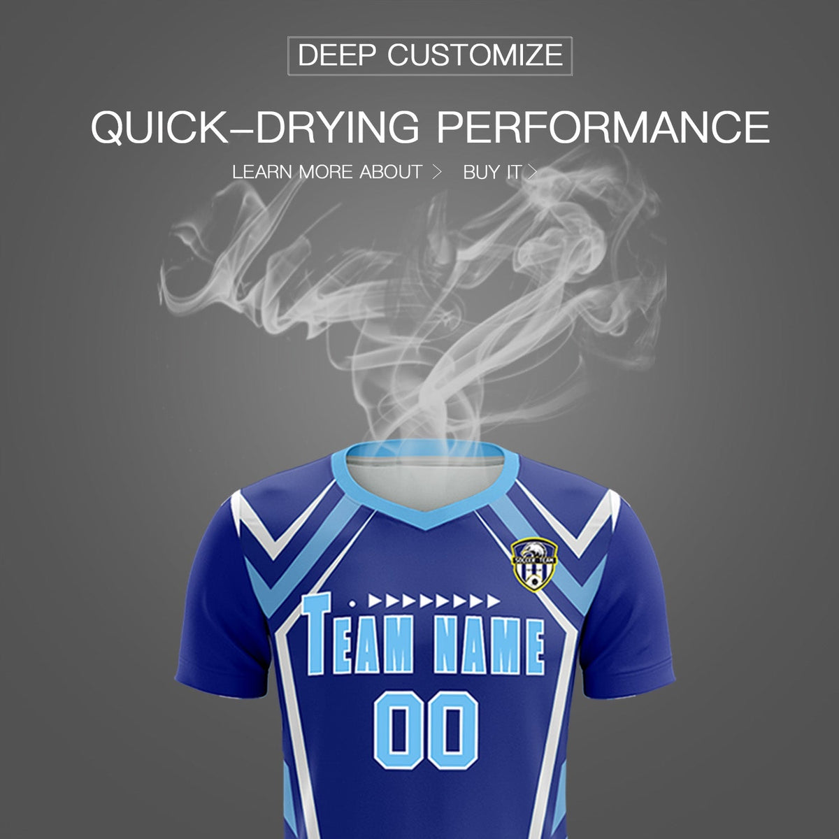 Custom Royal Abstract Breathable Soccer Tops/Sets Jersey