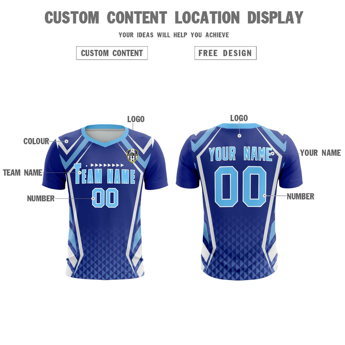 Custom Royal Abstract Breathable Soccer Tops/Sets Jersey