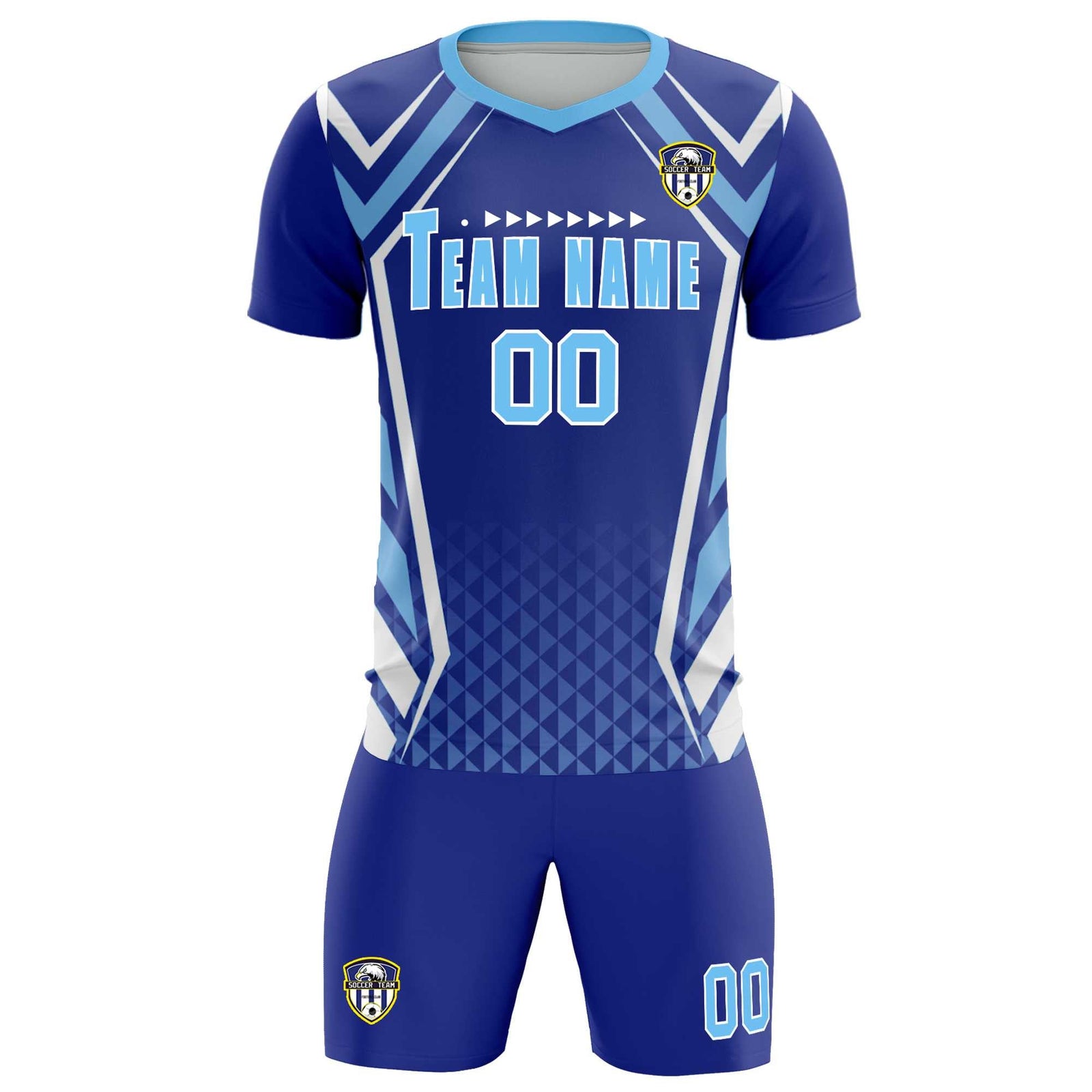 Custom Royal Abstract Breathable Soccer Tops/Sets Jersey