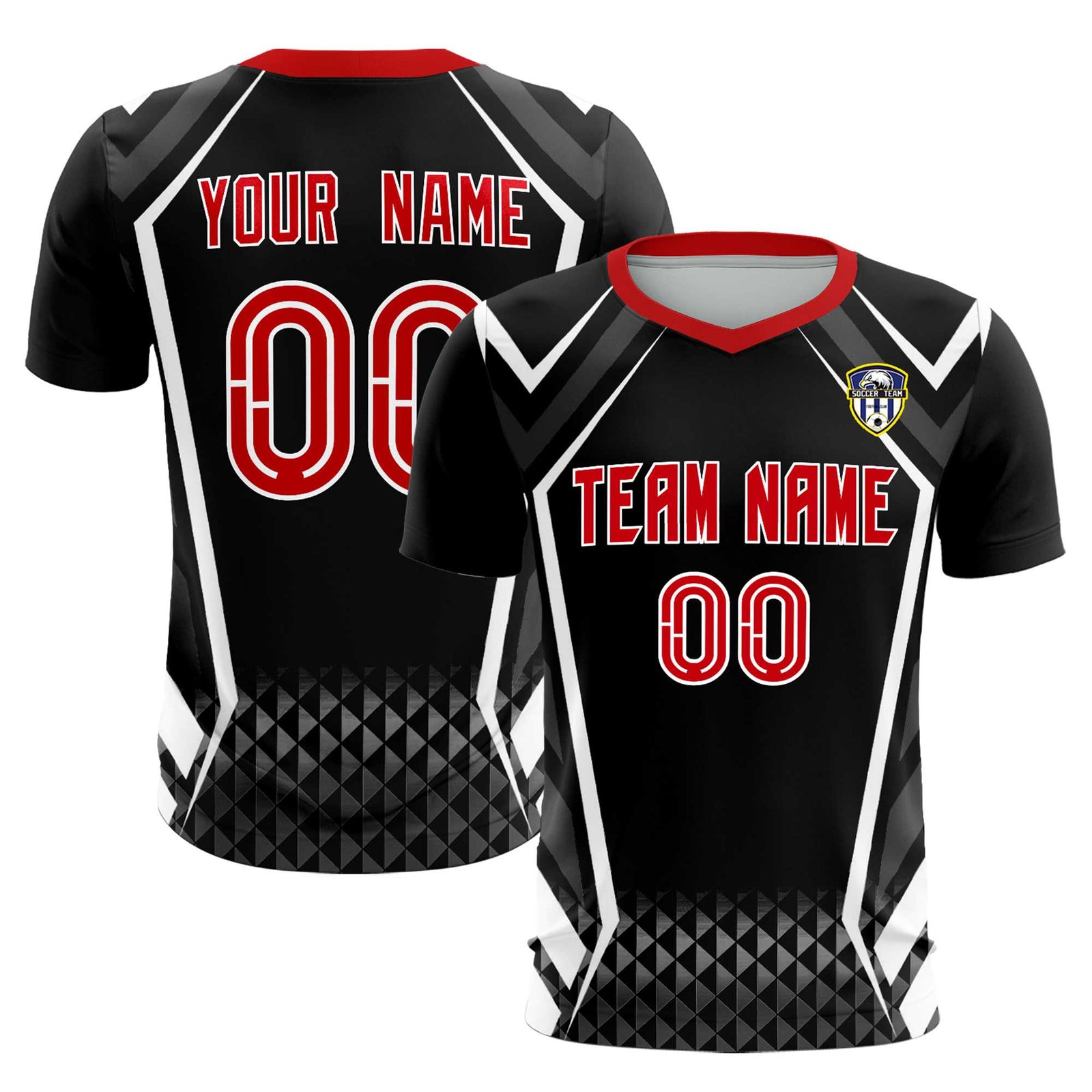 Custom Black Abstract Breathable Soccer Tops/Sets Jersey