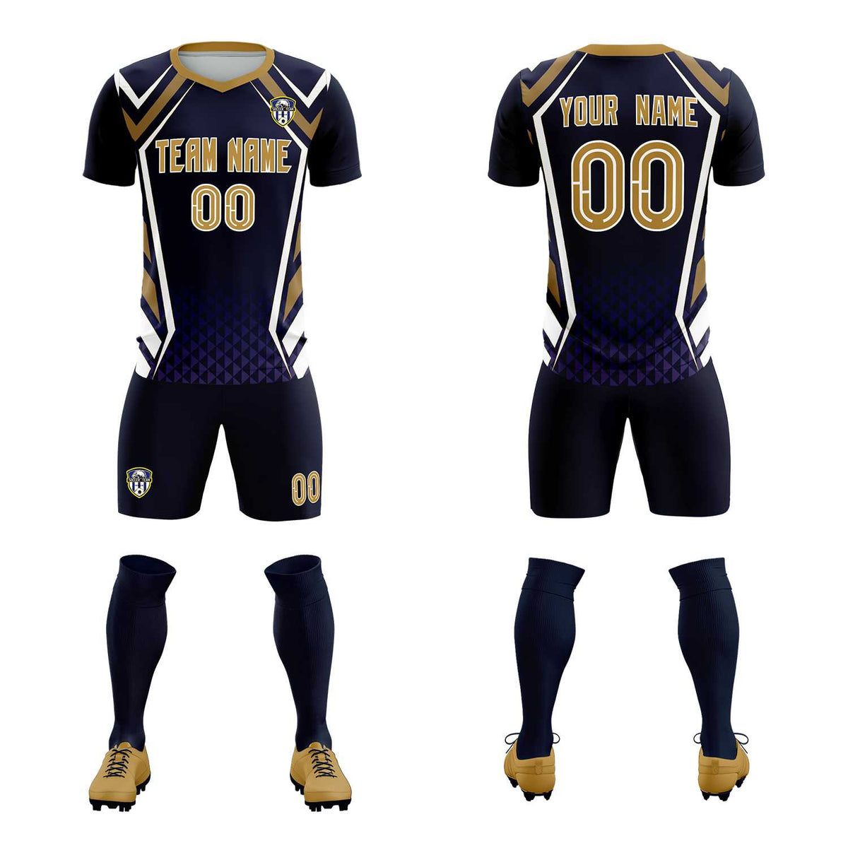 Custom Navy Abstract Breathable Soccer Tops/Sets Jersey