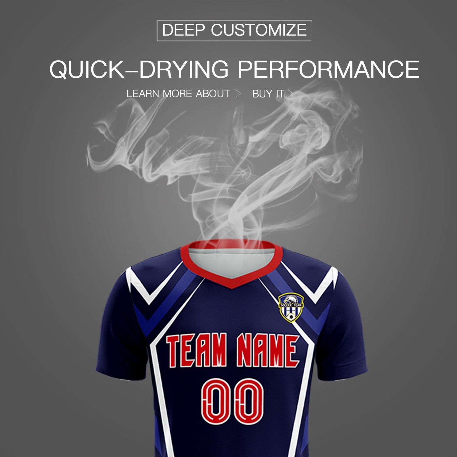 Custom Navy Abstract Breathable Soccer Tops/Sets Jersey