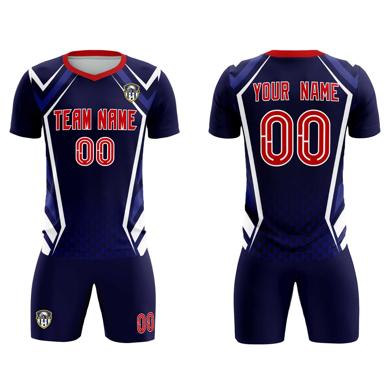 Custom Navy Abstract Breathable Soccer Tops/Sets Jersey