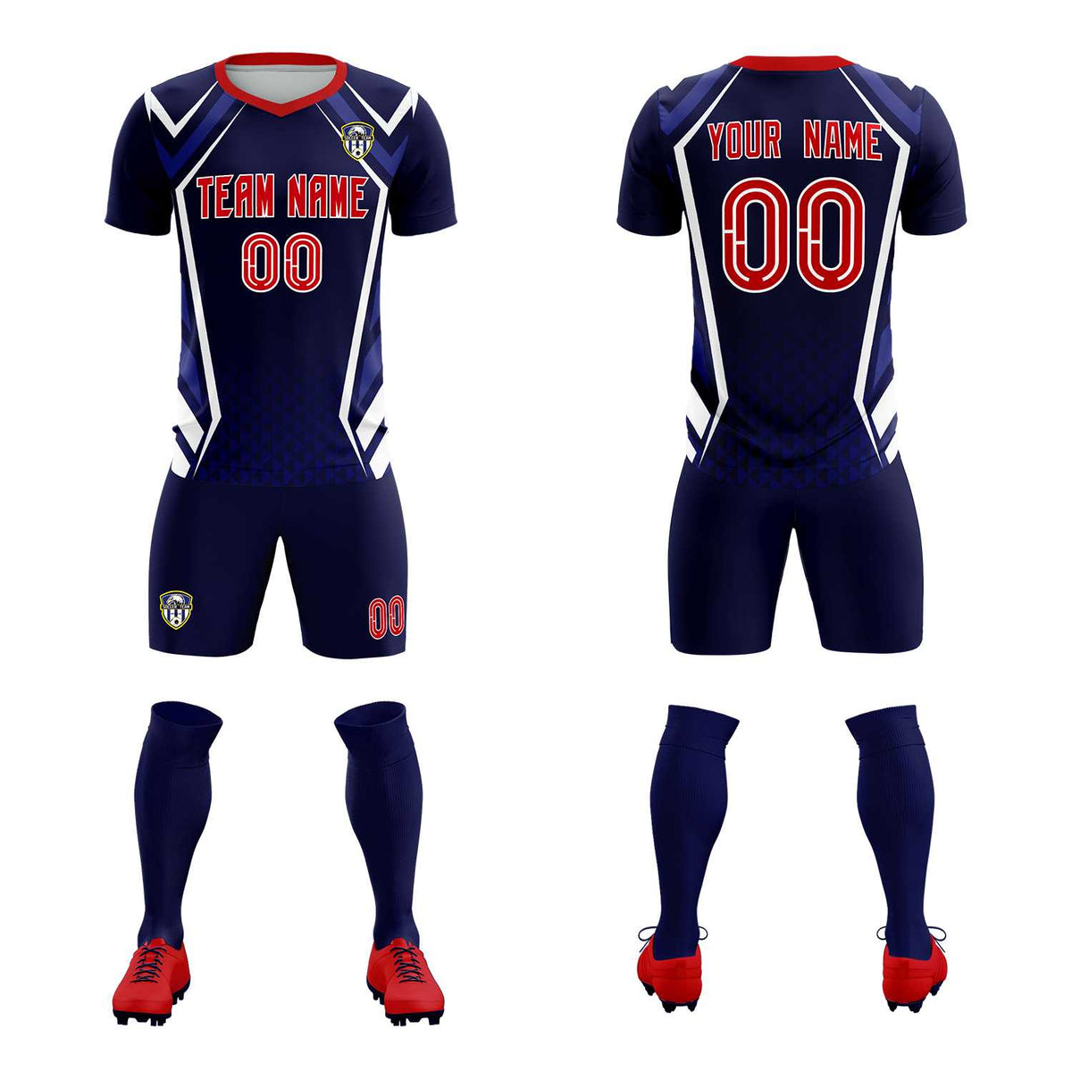 Custom Navy Abstract Breathable Soccer Tops/Sets Jersey