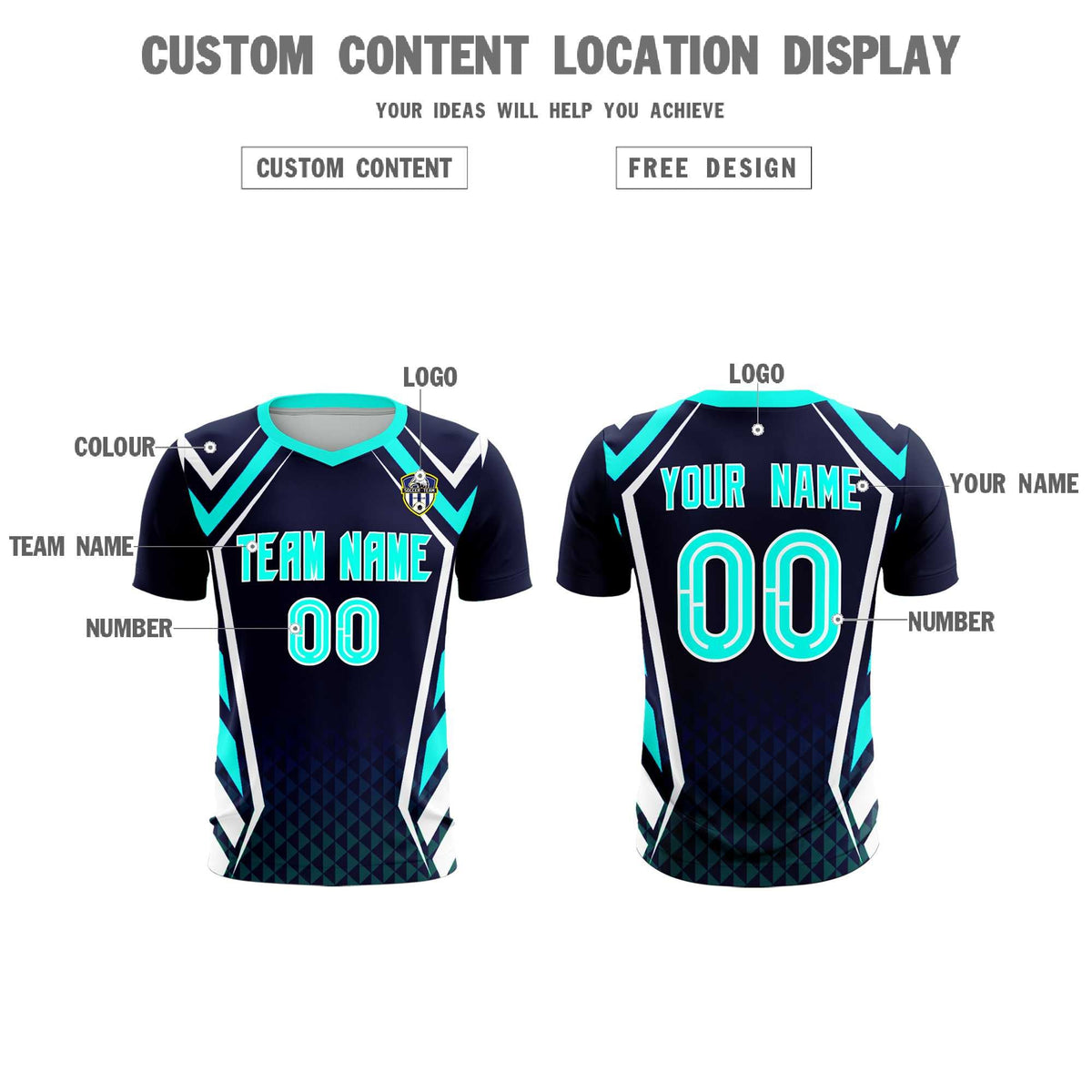 Custom Navy Abstract Breathable Soccer Tops/Sets Jersey
