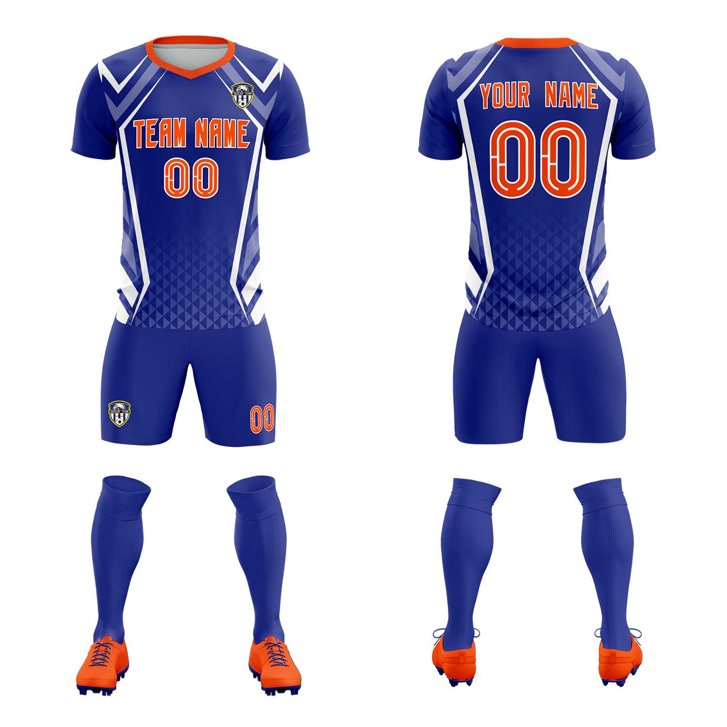 Custom Royal Abstract Breathable Soccer Tops/Sets Jersey