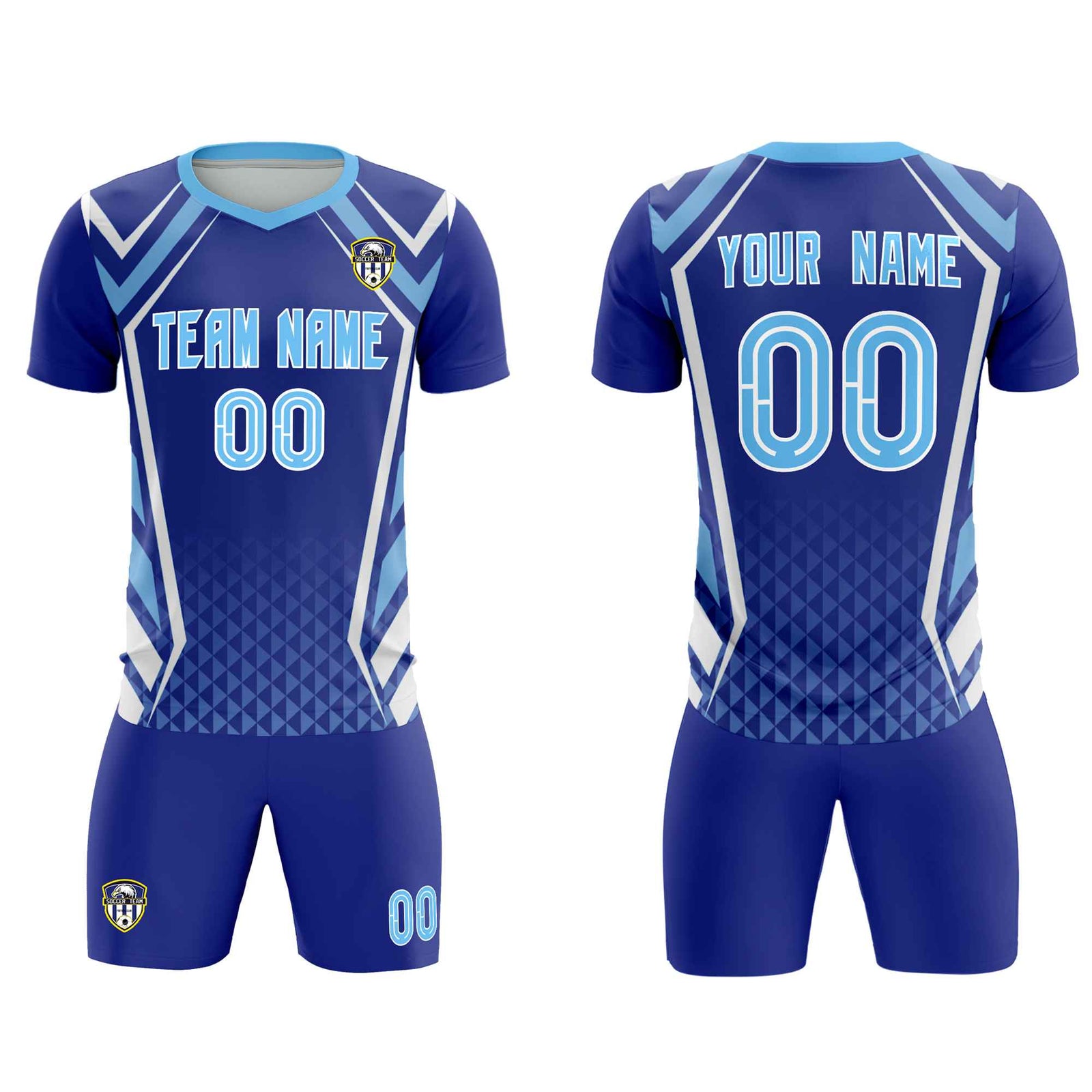 Custom Royal Abstract Breathable Soccer Tops/Sets Jersey