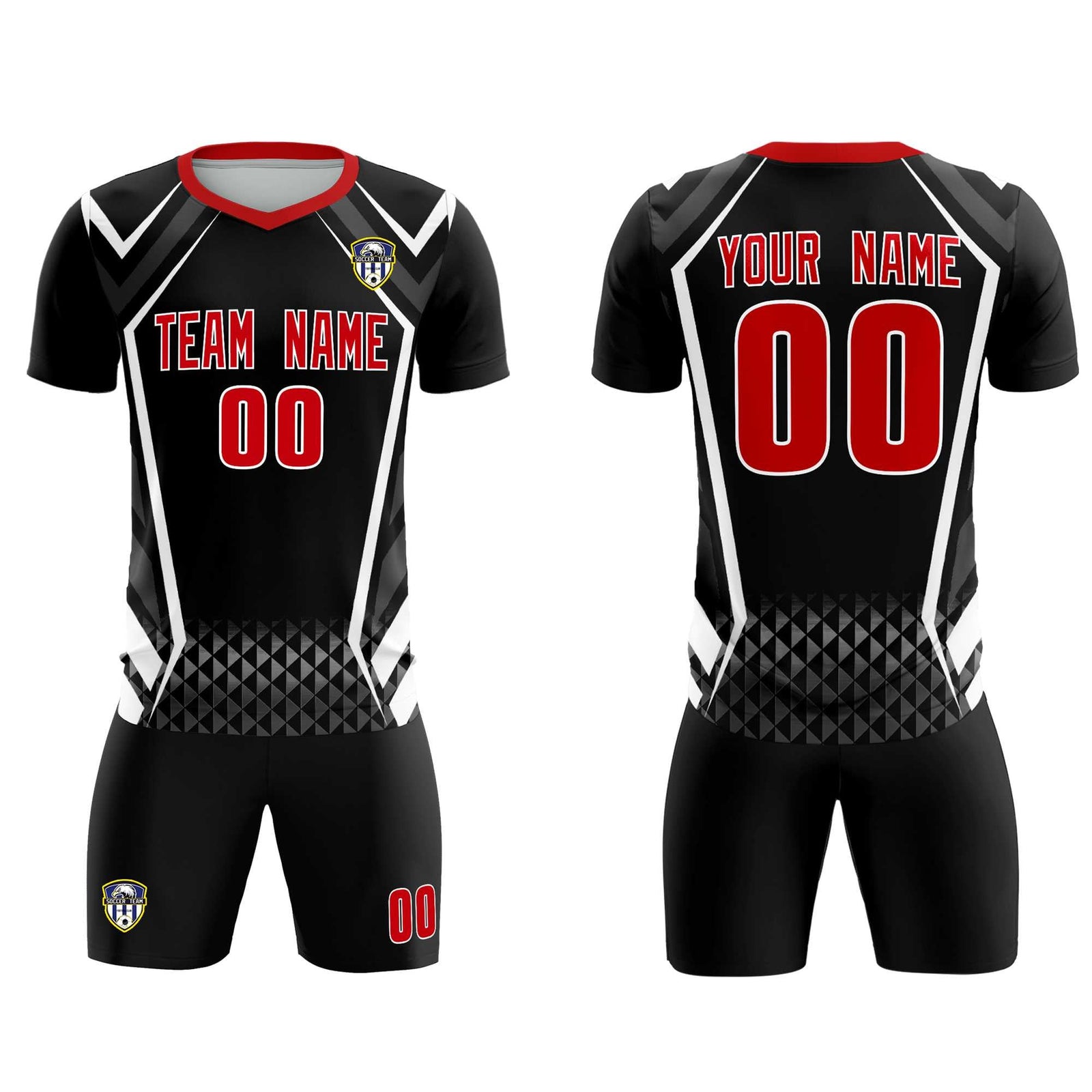 Custom Black Abstract Breathable Soccer Tops/Sets Jersey