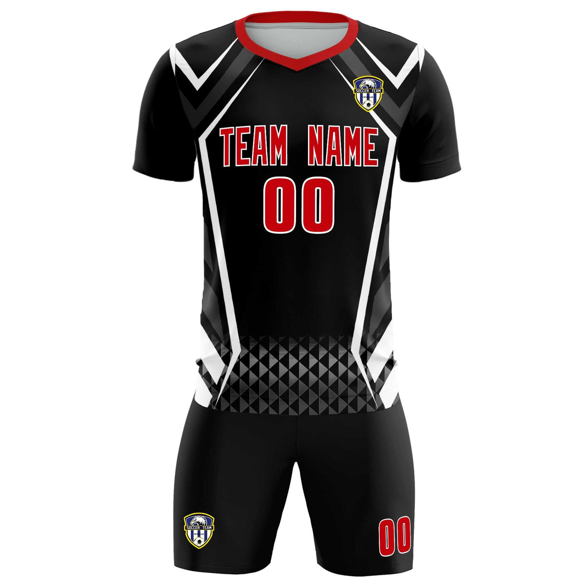 Custom Black Abstract Breathable Soccer Tops/Sets Jersey